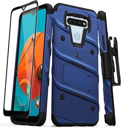 ZIZO Bolt Series - Funda para LG K51 y LG Reflect (con protector de pantalla), color azul y negro