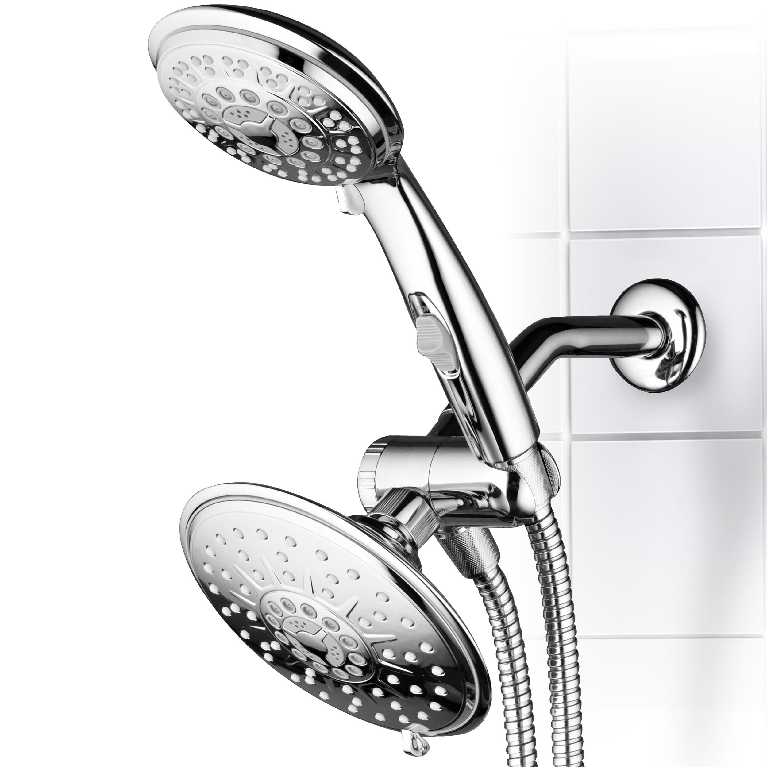 Soffione doccia a 30 impostazioni, ultra lussuoso, a 3 vie, 15,2 cm, con interruttore di pausa on/off brevettato (Premium Chrome)