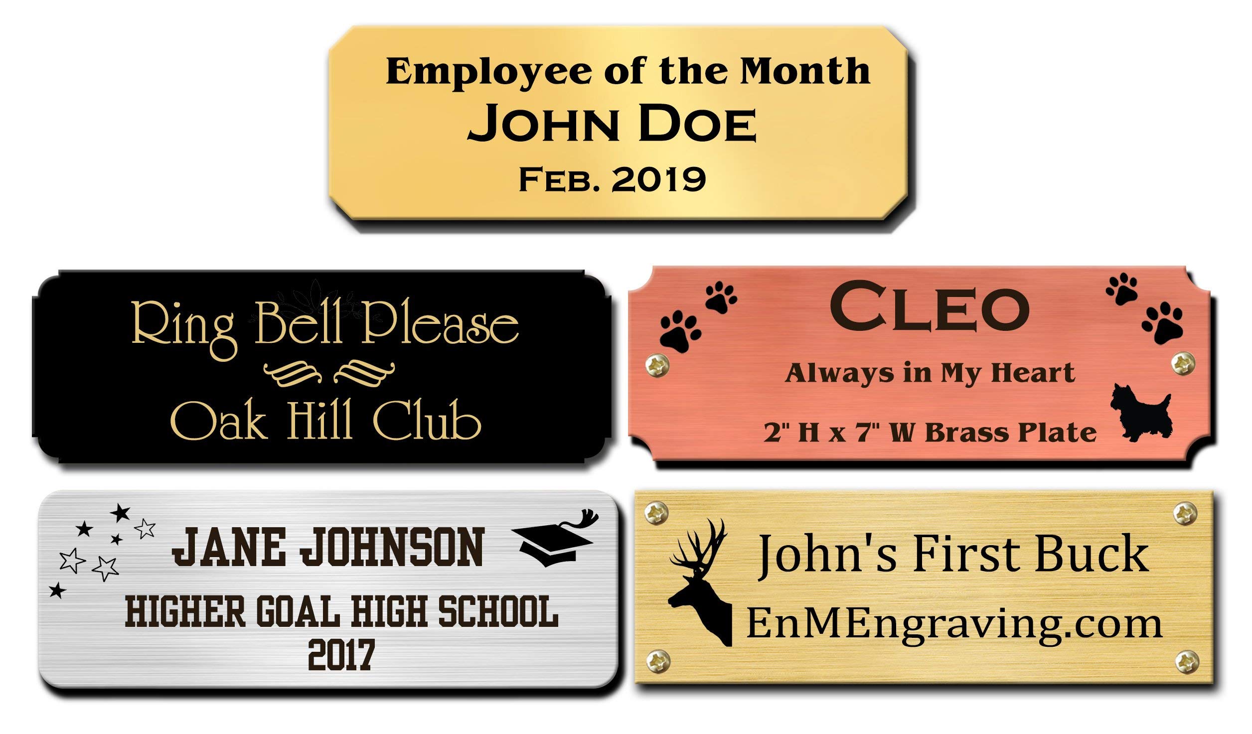 2" H x 7" W, Custom Engraved Solid Brass Name Plates, Polished Finish, Personalized Tags, Nameplate Memorial, Made in USA