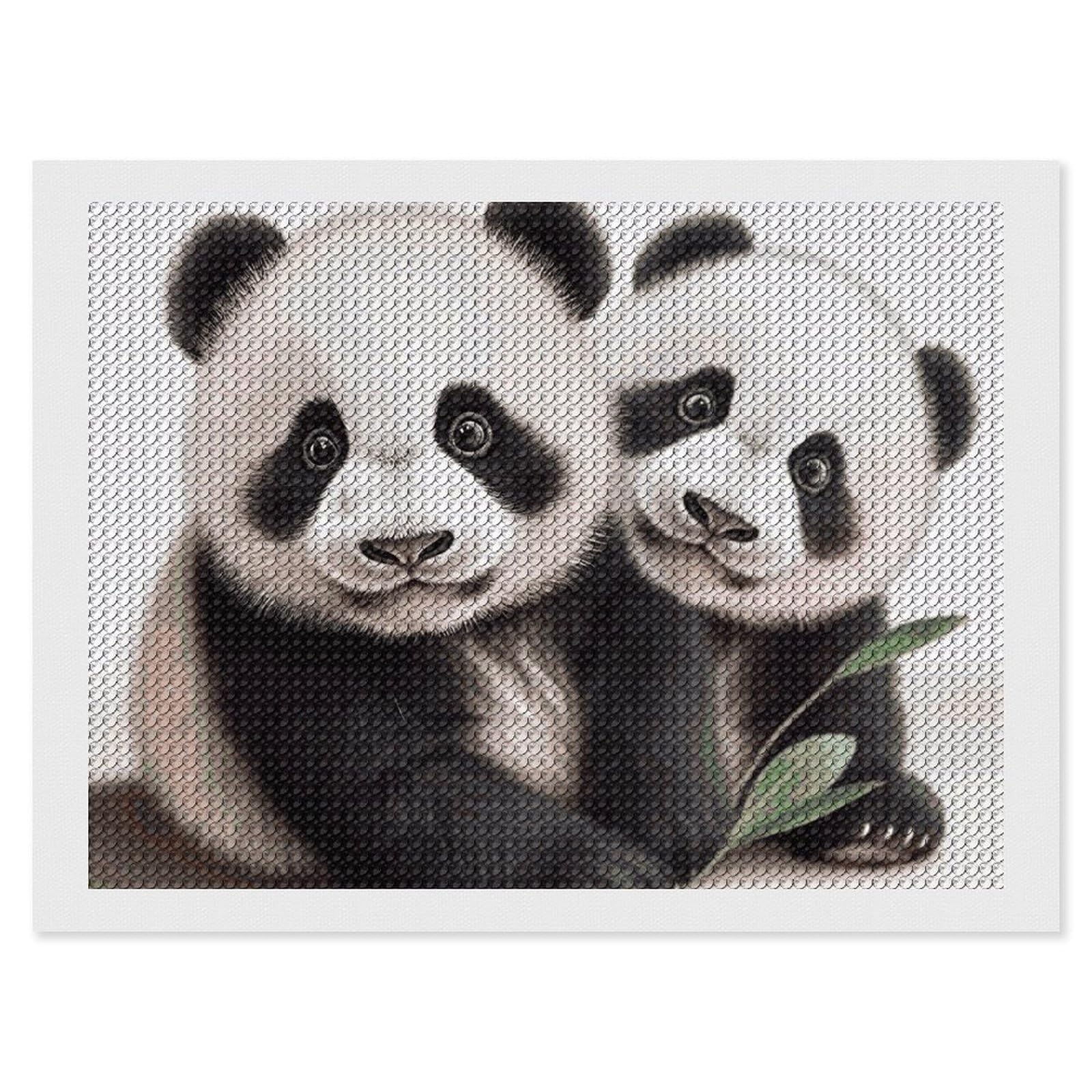 Baby Pandas Diamond Painting Kits for Adults, DIY 5D Diamond Painting Kits for Beginners, Round Full Drill Diamond Dots Paintings, Diamonds Pictures Gem Art for Crafts Home Decor 12"x16"