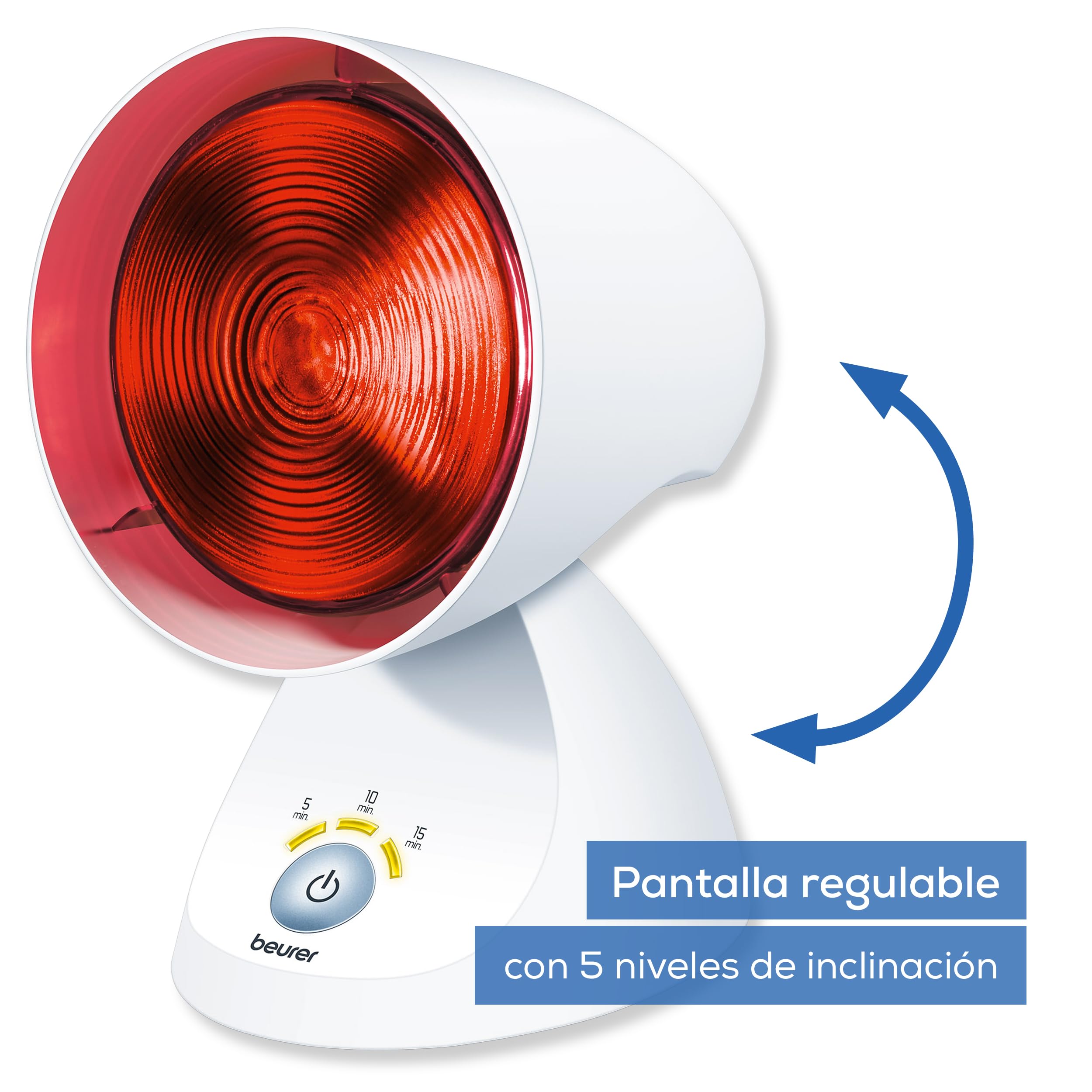 Beurer IL 35 Lámpara de infrarrojos, luz infrarroja calmante y cálida con temporizador de 3 etapas y 5 ángulos de inclinación para aumentar el bienestar, aflojar los músculos y aliviar la tensión