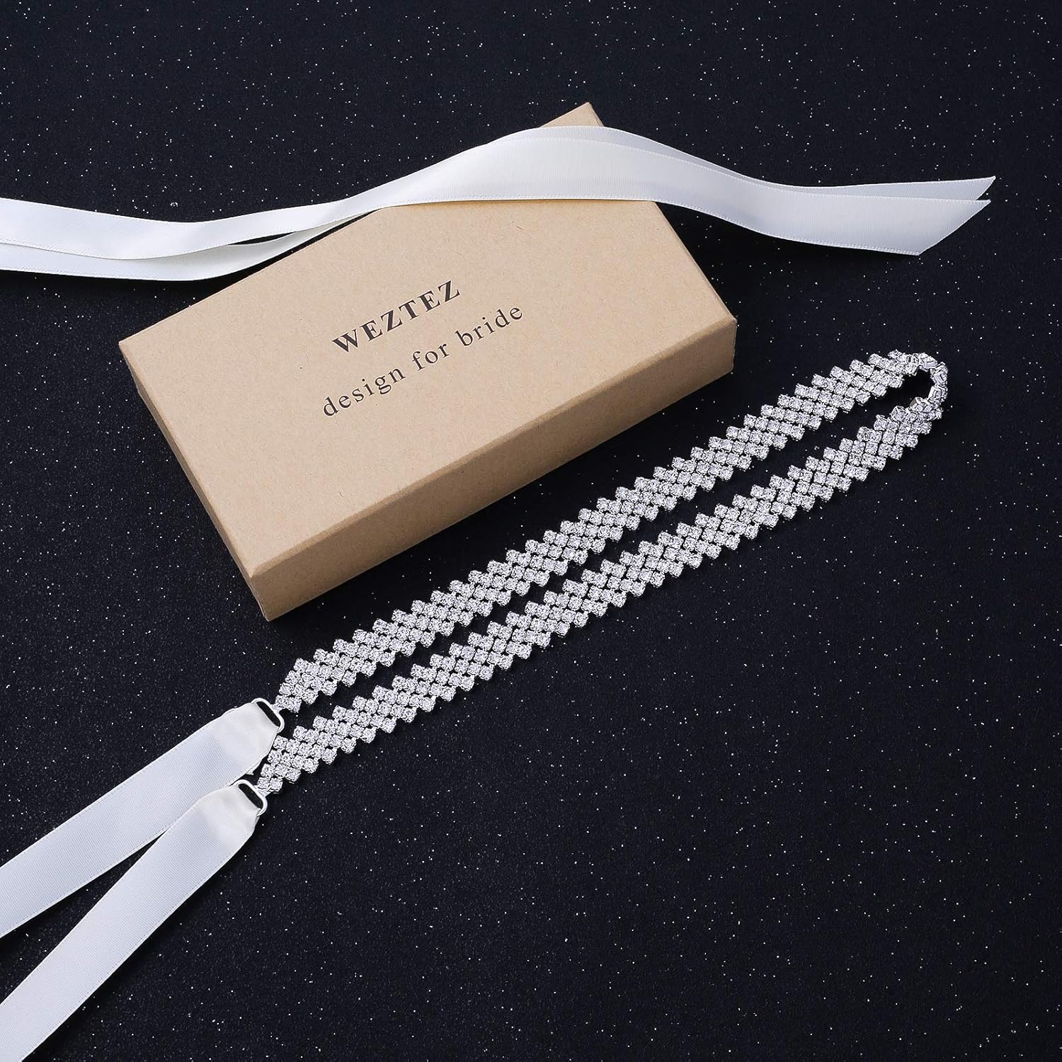 Sliver Rhinestone Bridal Belt Sash Crystal Headband Wedding Belt for Bride Bridesmaid Dress - Image 6