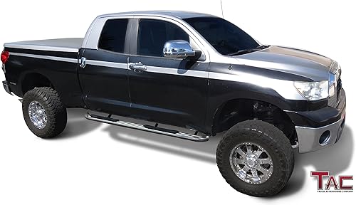 Miniatura 3 de TAC - Estribos laterales para Toyota Tundra 2007-2021, camioneta de doble cabina de 3 pulgadas, barras laterales de acero inoxidable, barras Nerf,