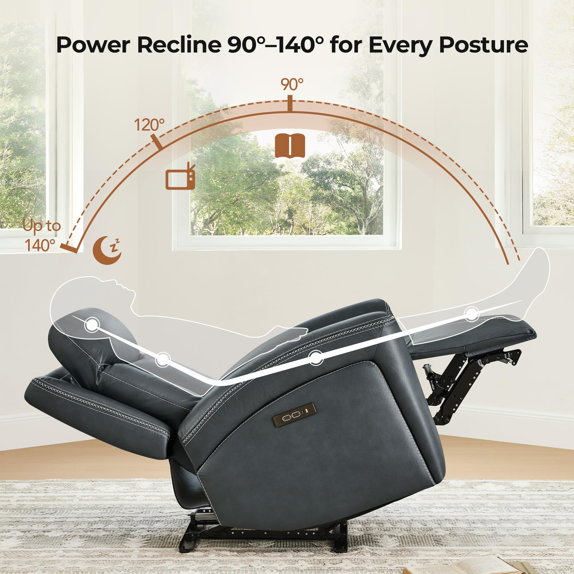 CHITA Genuine Leather Power Recliner Chair for Adults, Super Zero Gravity Reclin — product photo
