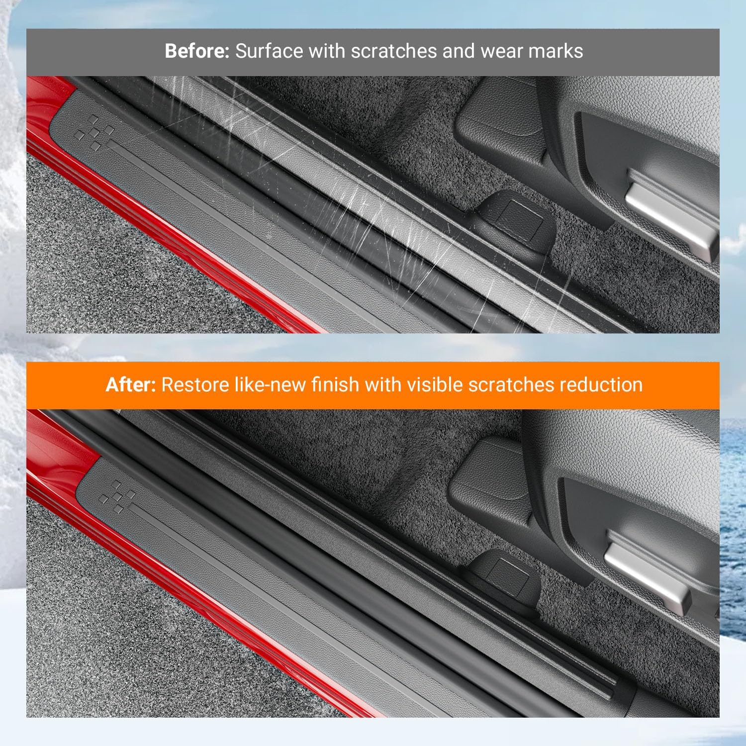 powoq Interior Door Sill Protector Compatible with 2024-2026 Santa Fe Door Sill Guard TPE Car Threshold Protector Entry Guard Replacement for 2024 2025 2026 Santa Fe Accessories