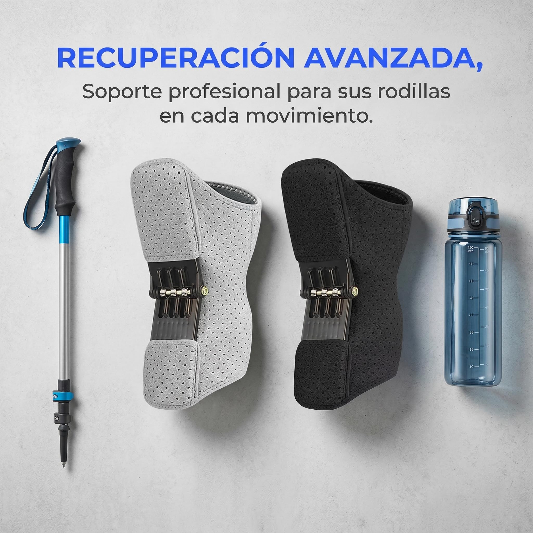 Verstellbarer Booster-Knieschutz, Knie-Exoskelett, Atmungsaktive Kniebandage für Damen und Männer, Orthopädische Knieorthese mit Booster-Funktion, Meniskus Knieschoner für Arbeit und Sport (Weiß)