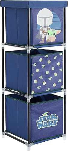 Idea Nuova Star Wars Grogu, también conocido como The Child - Organizador de almacenamiento de tela de 3 niveles con 3 cubos y tapa extraíble