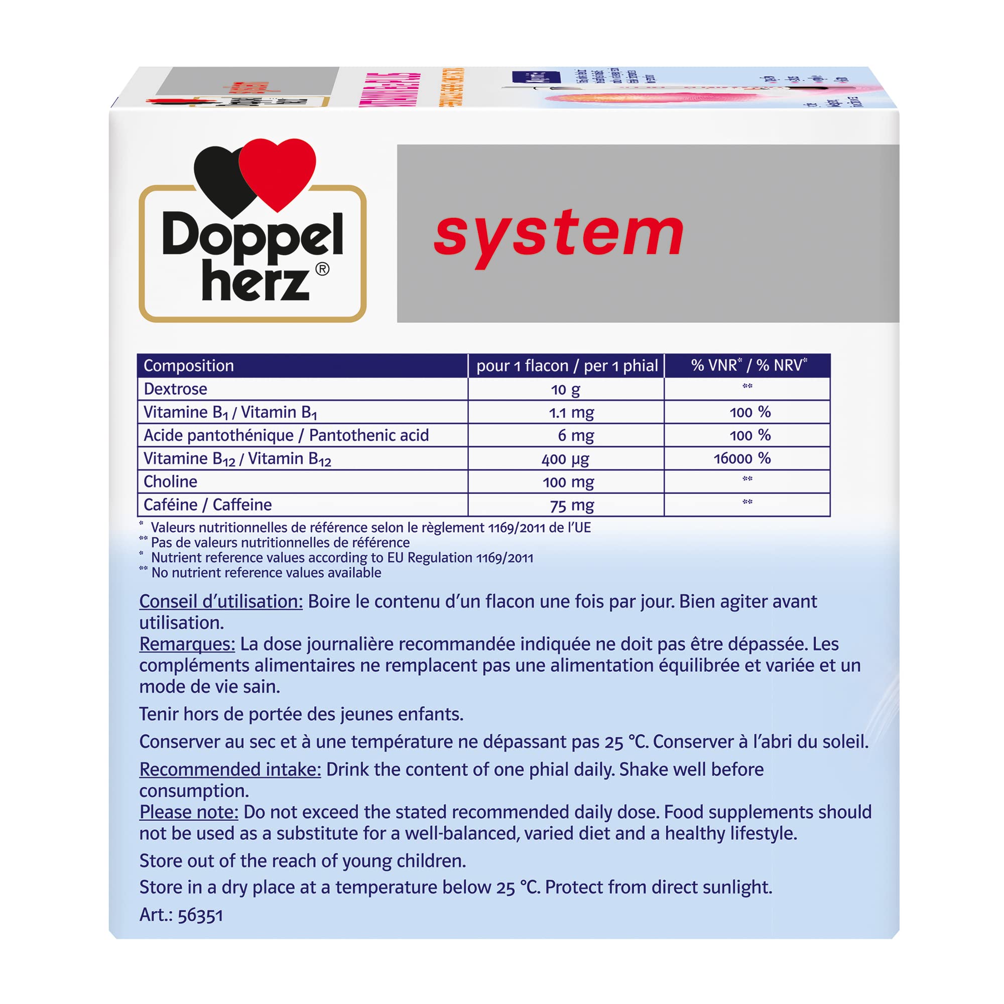 Doppelherz system VITAMINE B12 PLUS, Complément alimentaire, Performance, Énergie et Concentration, Goût Orange et Pamplemousse, 30 flacons de 25 ml