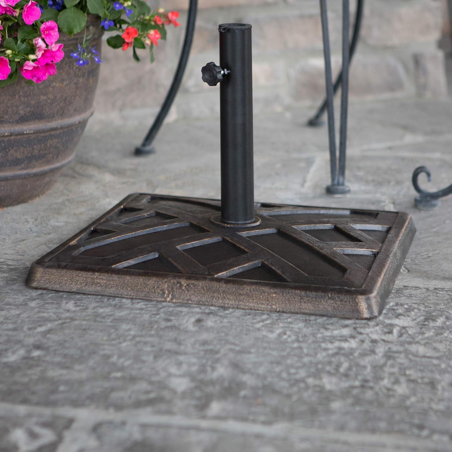 WE Furniture 18" Antique Brown Sqaure Umbrella Base Amazon.ca Patio