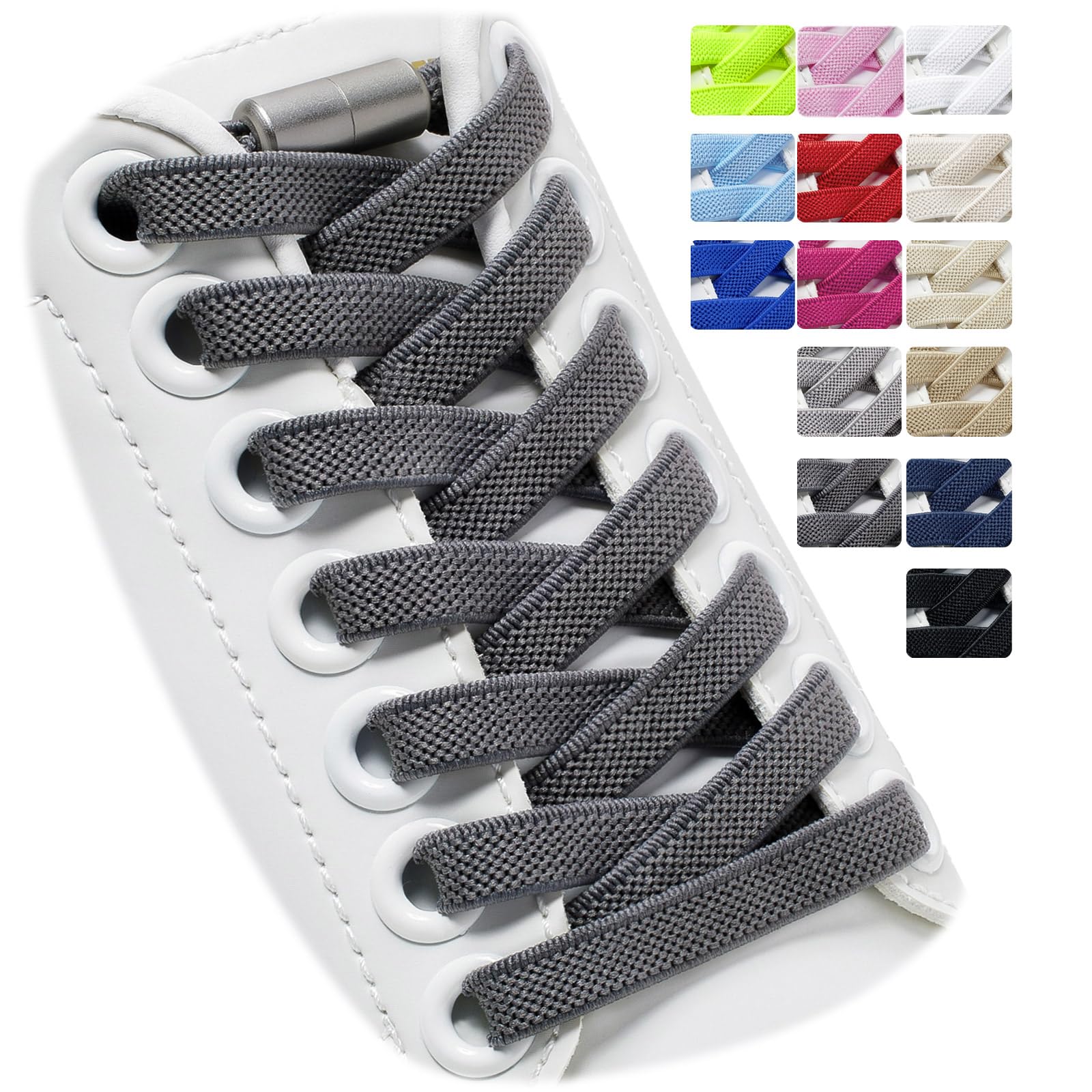 Puzeam 2 Pairs Elastic Laces - Elastic No Tie Shoe Laces for Kids, Adults Sneakers Shoes — view 14