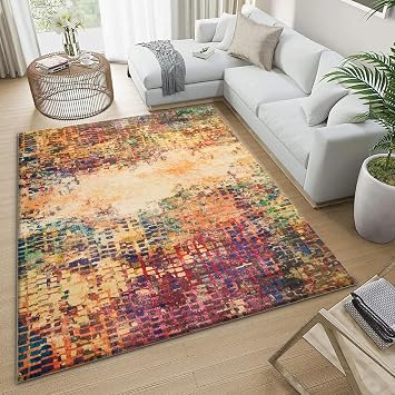 Imperial Rooms Machine Washable Rugs Living Room Large 160x230 cm   Soft Short Pile Area Rugs For Bedroom Lounge Non Slip Carpet Traditional Multicolored Design Vintage Boho Cashmere Rug, Vibrant