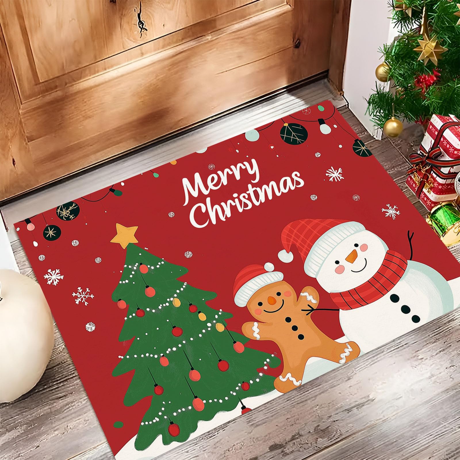 Tapis bonhommes pain d'épice Noël paillasson antidérapant absorbant porche