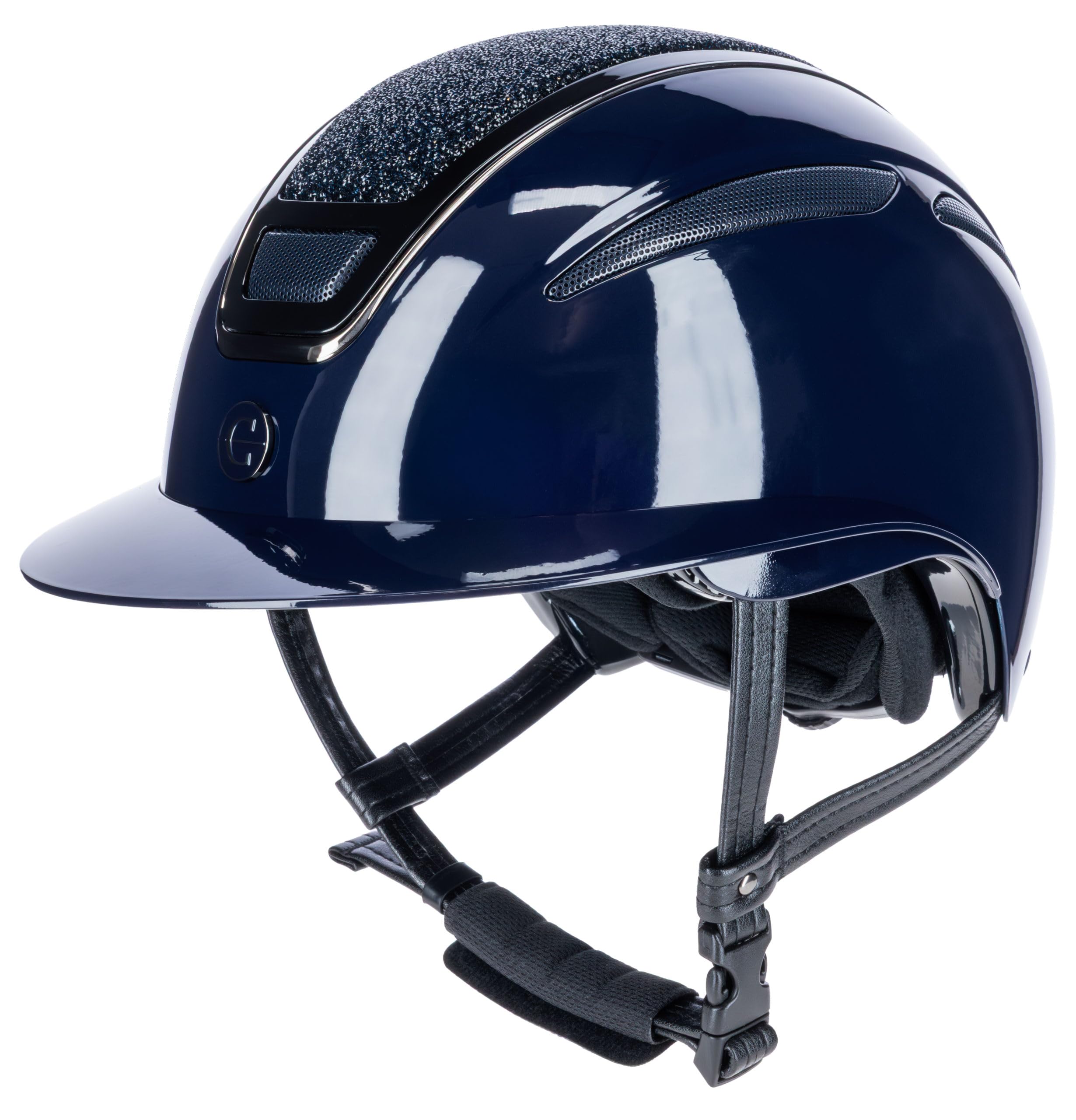 Covalliero Elite Polo - Casco de equitación para mujer, color azul lacado, circunferencia de la cabeza 56-58 cm, antigolpes, con visera de polo, con sistema de disco, color azul