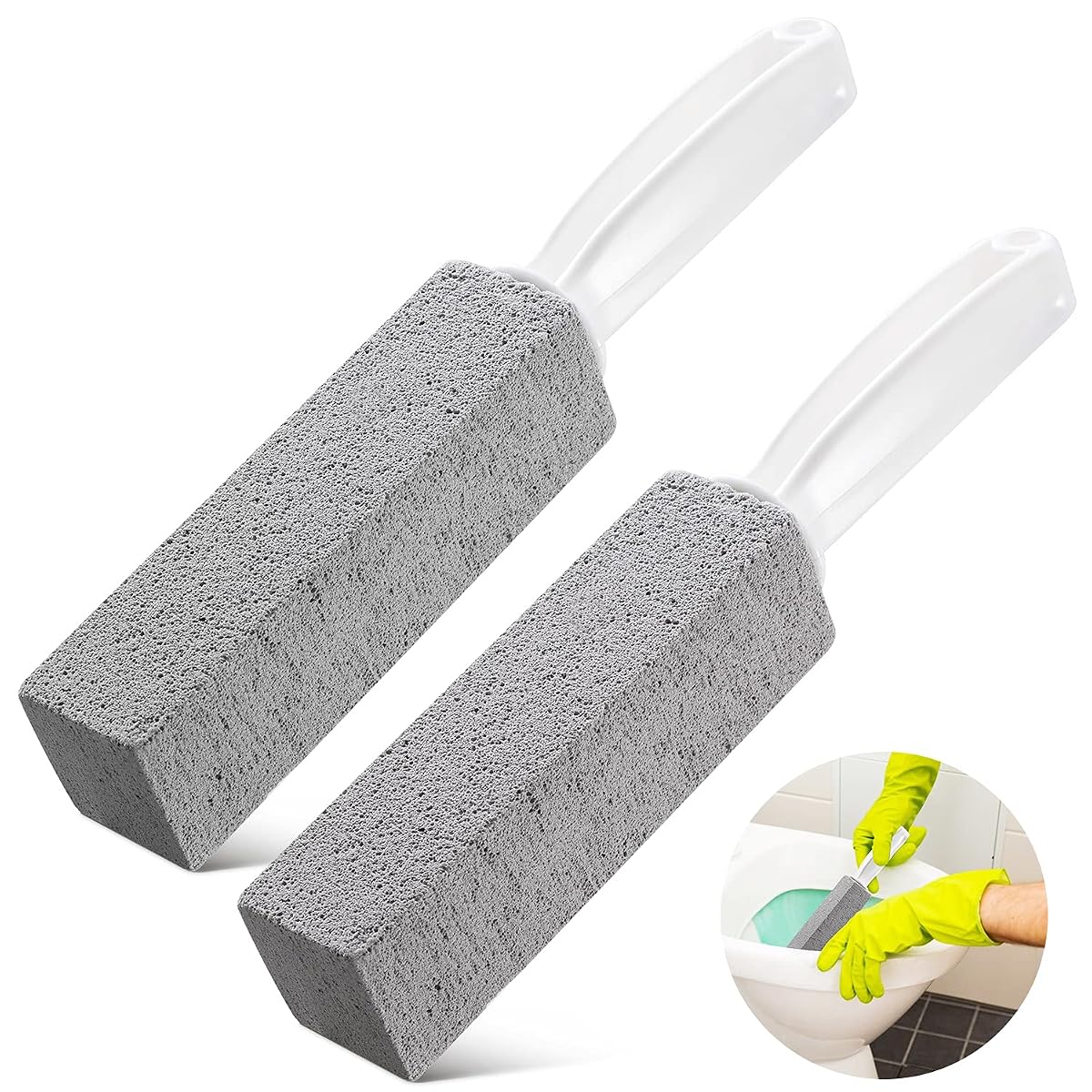 N A 2PCS MSUN Premium Toilet Bowl Cleaning Stone with Handle, Pumice Stone