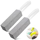 Kadden 2 Pack Pumice Stone Toilet Bowl Cleaner with Handle, Hard Water Ring Remover & Stain Scrubber for Bathroom, Pool, Sink and Tub, Ergonomic Heavy Duty Cleaning Tool