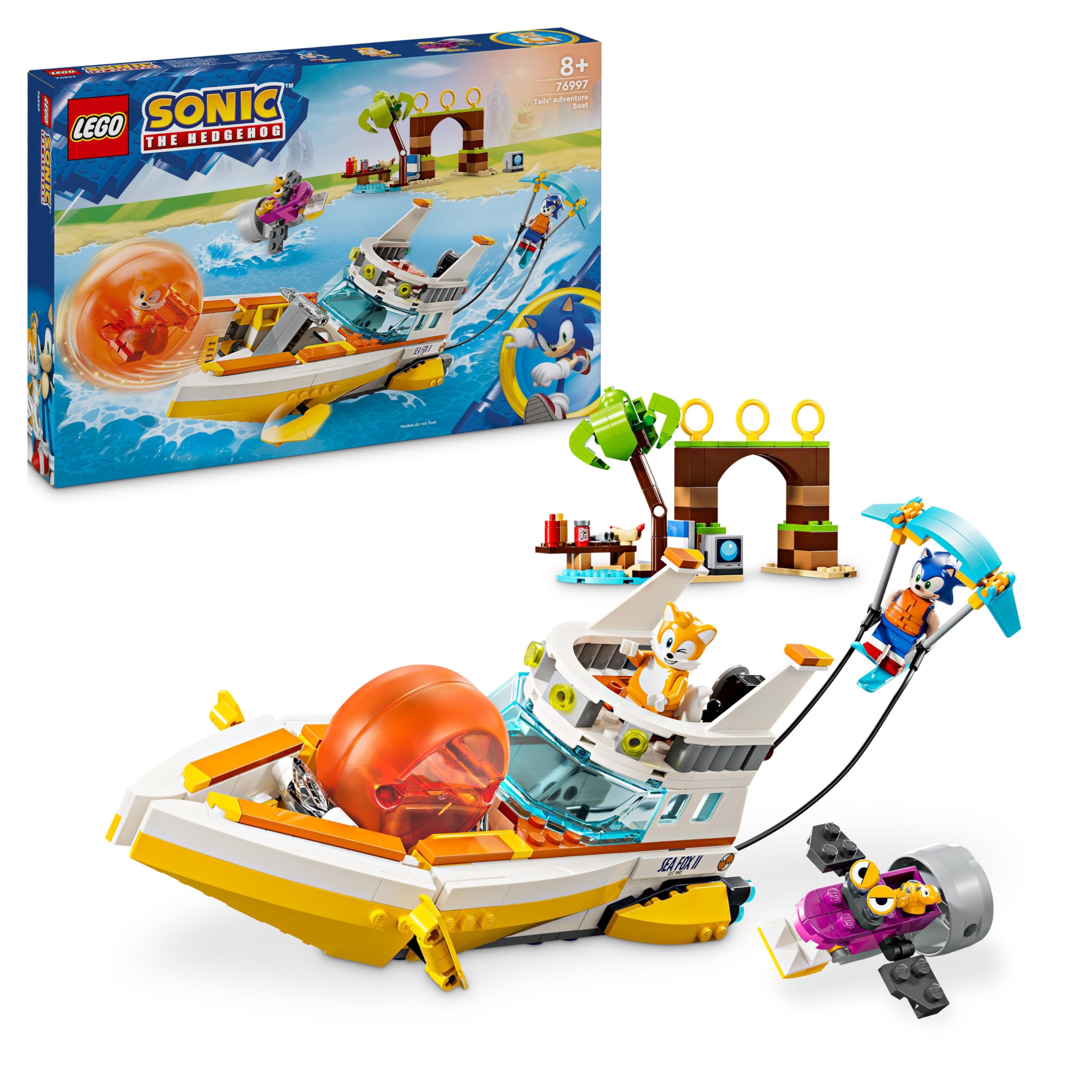 LEGO Sonic the Hedgehog L’Aeroscafo delle Avventure di Tails, Barca Giocattolo con 4 Personaggi del Videogioco, Giochi Interattivi da Collezione per Bambini e Bambine da 8 Anni, Regalo da Gamer 76997