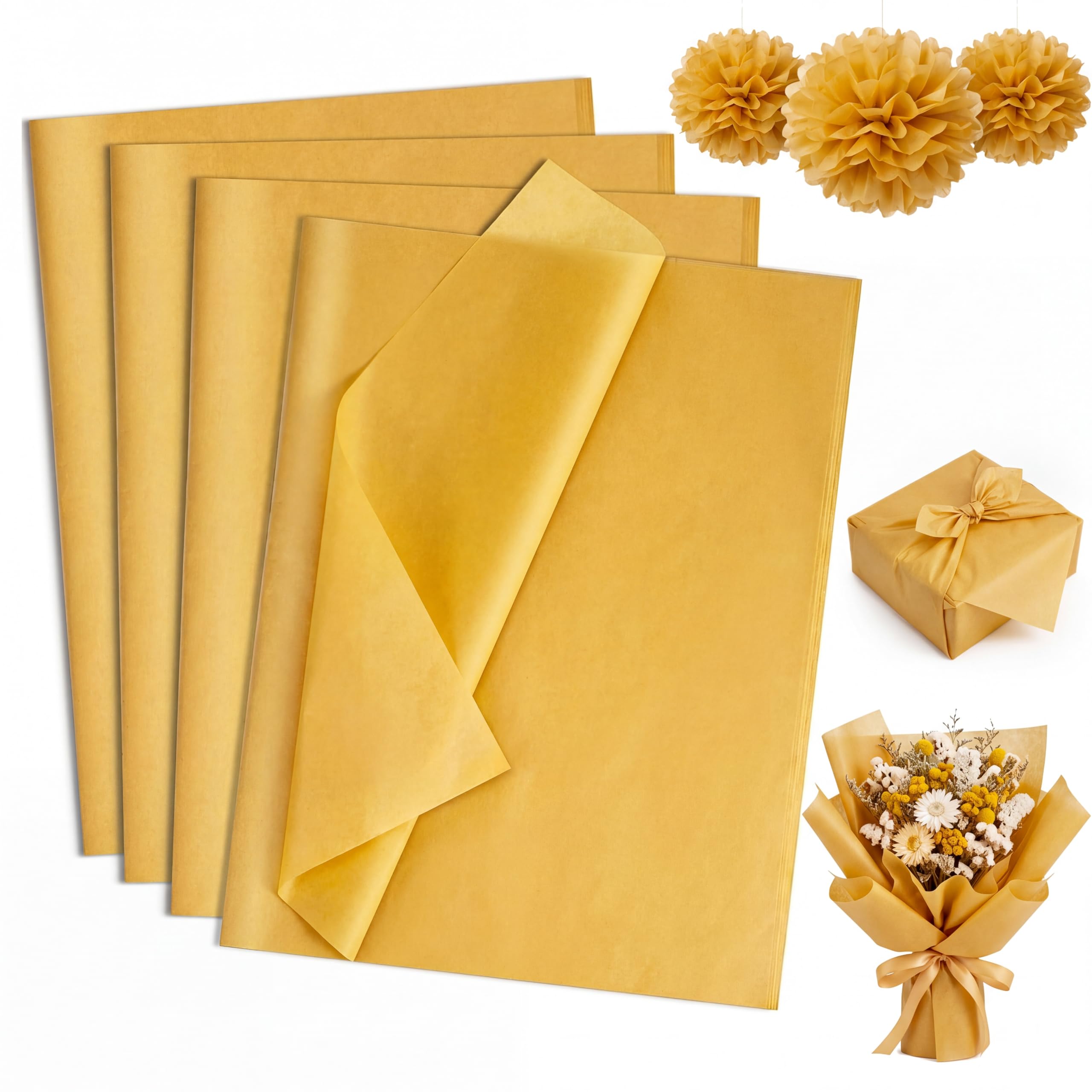 woric 160 Sheets Gold Tissue Paper for Gift Bags 14 X 20 Inches