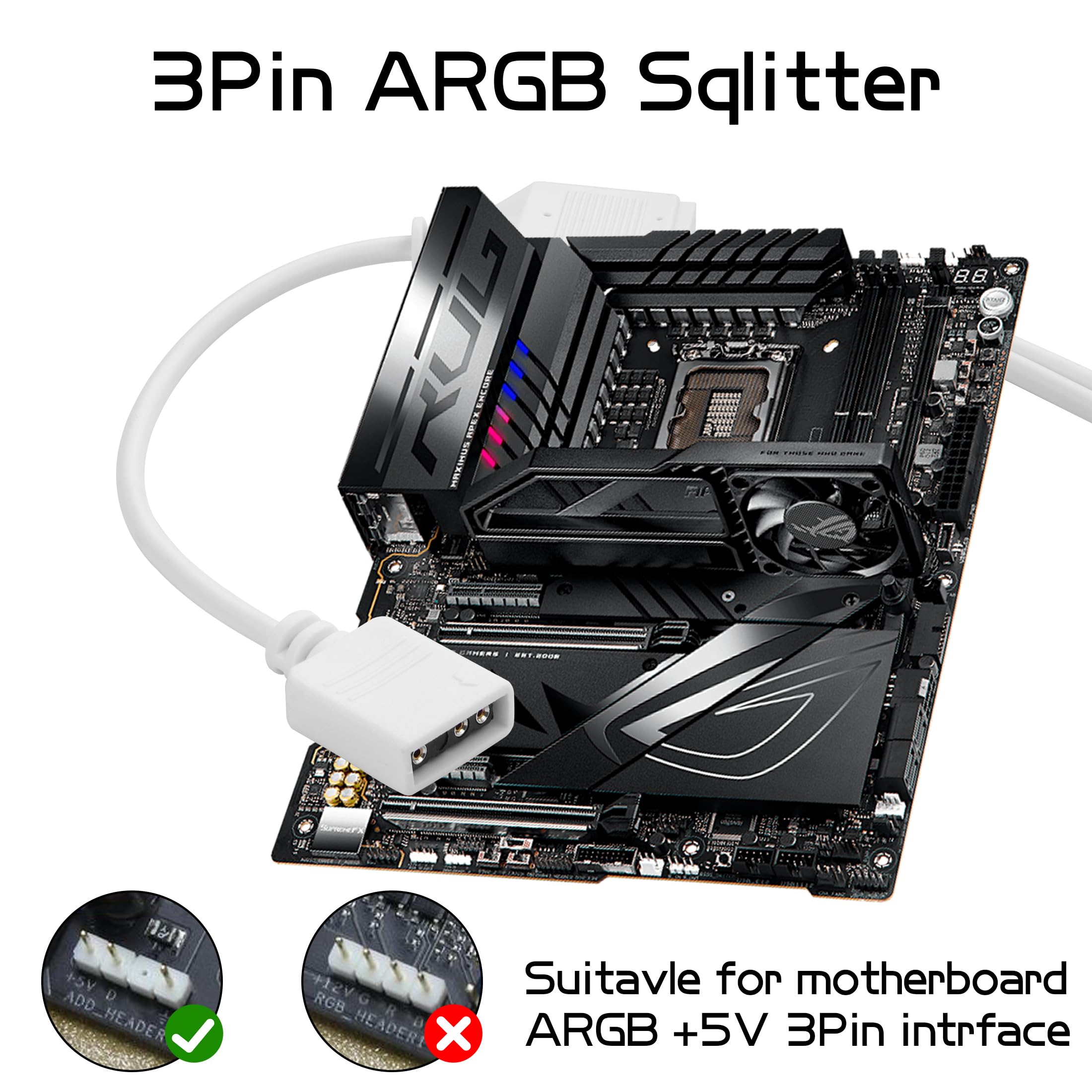 YAODHAOD Cable divisor ARGB de 12 V 4 pines RGB 5 V 3 pines y cable de extensión (1 a 2, ARGB)