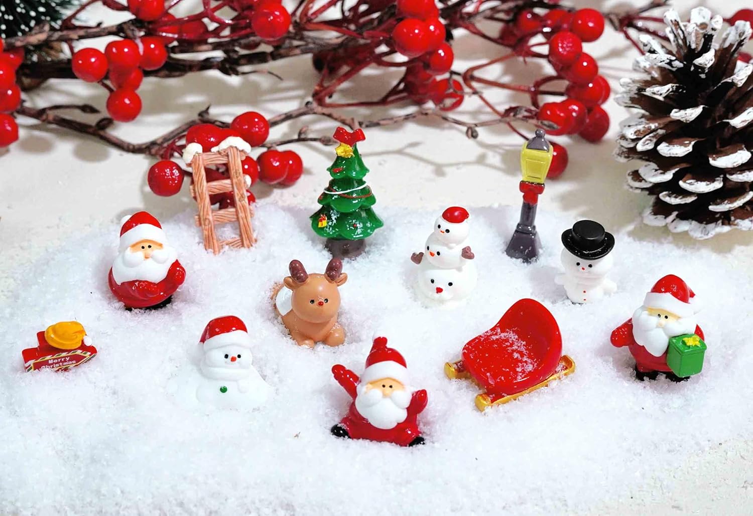 12 Pcs Mini Christmas Figurines – Resin Santa, Snowman, Reindeer & Xmas Decor Set for Miniature Scenes, Crafts, Dollhouse Ornaments & Holiday Table Decorations - Image 2