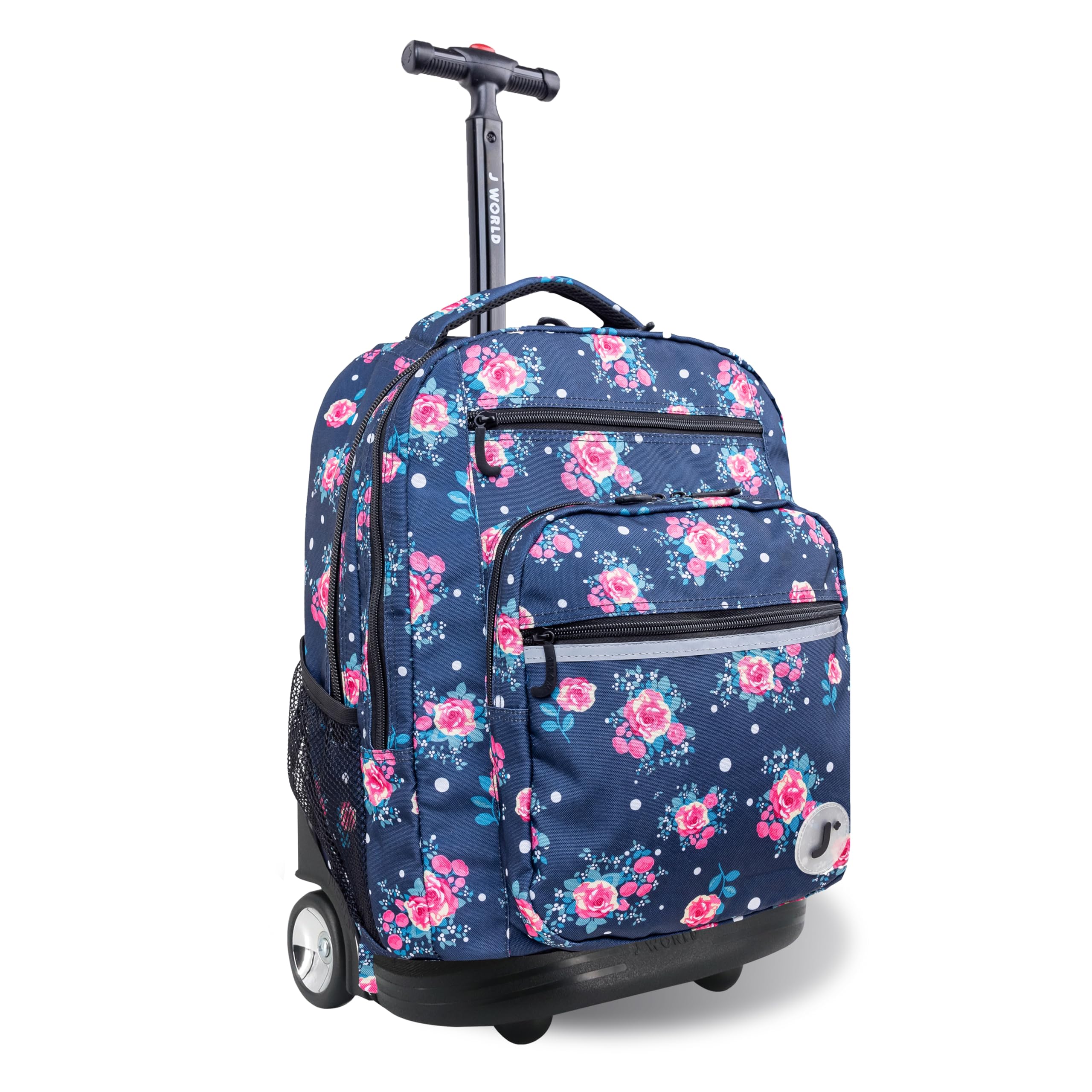 J World New York Sundance Rolling Backpack Girl Boy Roller Bookbag, Navy Rose, 20 Inch INCOMPLETE SIMILAR TO PHOTOS 