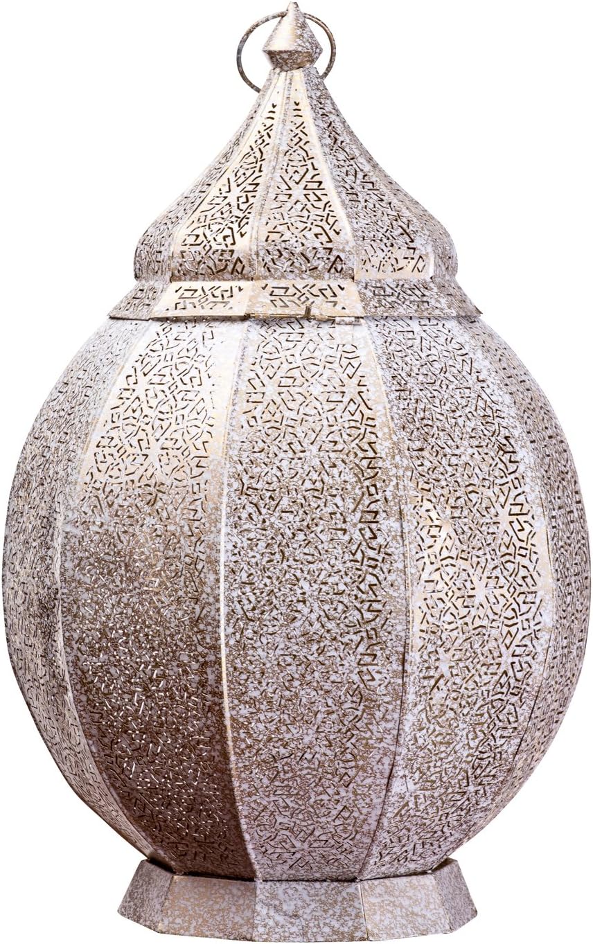 Medina Desk Lamp E27, Gold patinado in White, 25 x 25 x 45 cm [Energy Class A]
