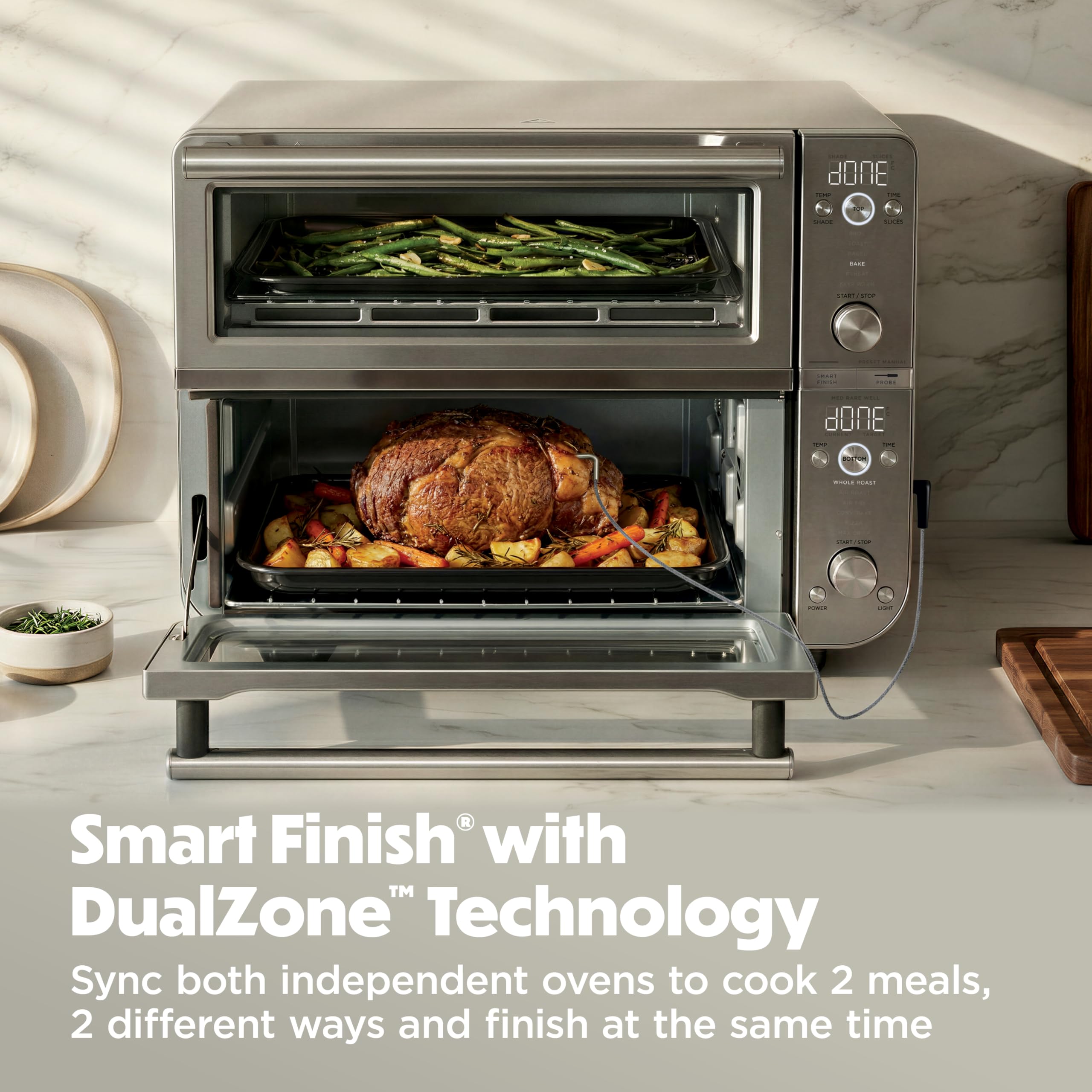 Ninja Double Oven Pro Smart XL - Forno e friggitrice ad aria con termometro | Versatilità 12 in 1 con lavorazione intelligente e tecnologia DualZone per cucinare contemporaneamente 2 pasti