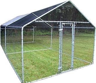 Chicken Run 10x10/20/30 ft. Movable Coop Poultry Dog Rabbit Hen Cage Pen Metal (10'x30') Does NOT Include Long Pipe