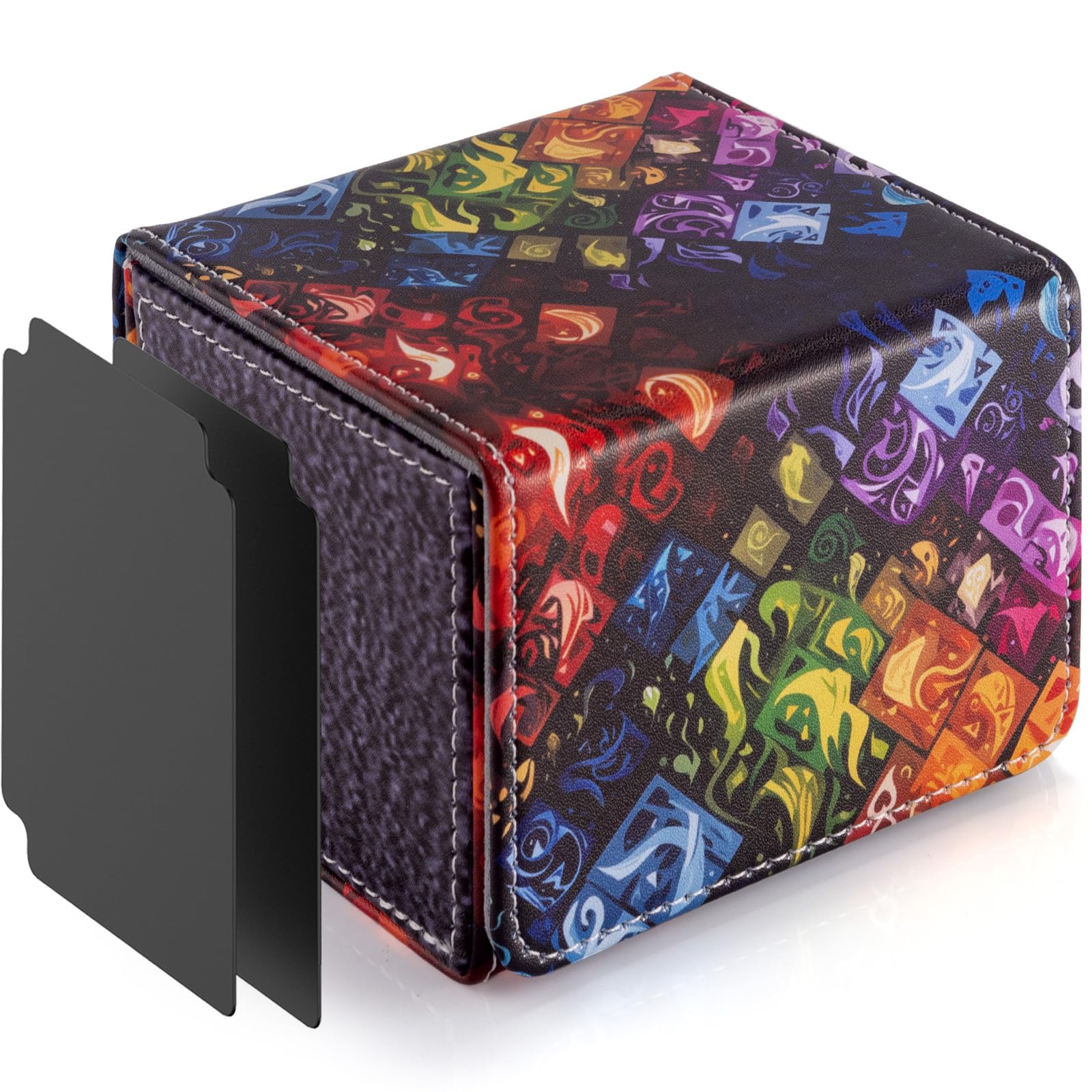 MTG Commander Deck Storage Box, PU Leather Card Box with Strong Magnet for Commander Display, Holds 100+ Cards, Trading Card Storage Boxes for
