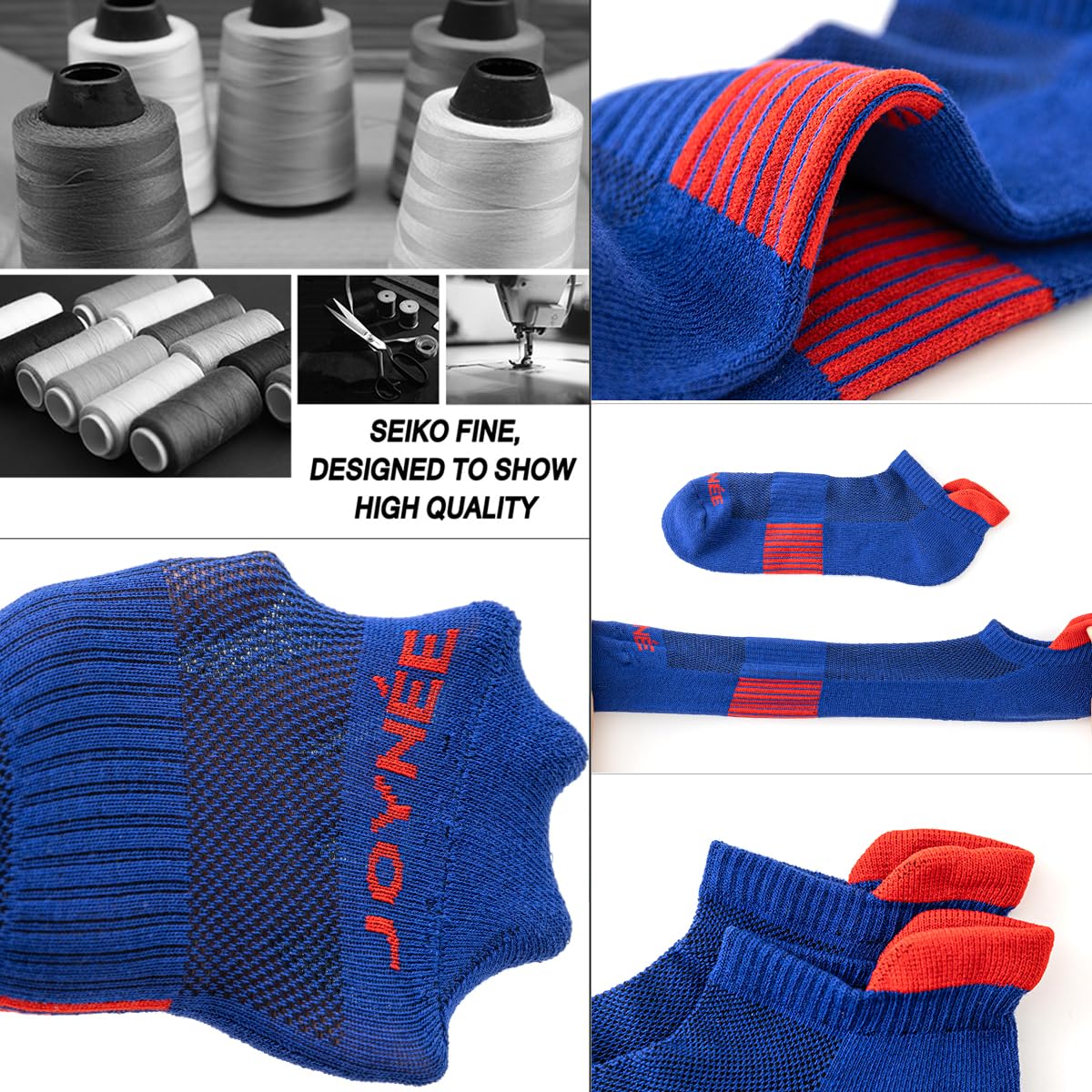JOYNÉE Calcetines deportivos para hombre, de corte bajo, transpirables, cómodos, para deportes, paquete de 6