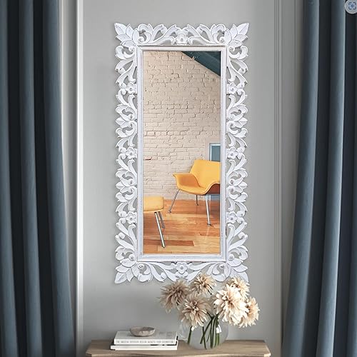 Miniatura 5 de JFY Designs - Espejo decorativo de pared y decoración de pared, espejo de tocador con marco de madera de ingeniería, espejos de pared estilo bohemio