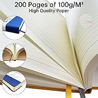 Vista 4 de Mlife A5 Lined Journal Notebook,Notebooks 200 Pages with Premium 100gsm Inkproof Paper Thick,PU Hard Cover journals,Inside Pocket,Elastic Blue