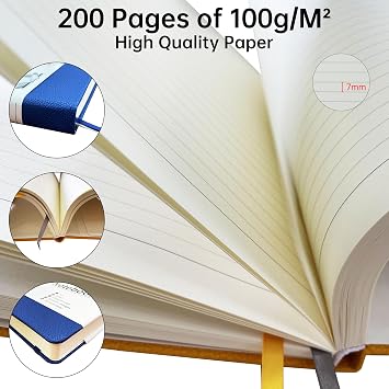 Mlife Notebook Lined A5 Journal Book with 200 Pages Premium 100 gsm Ink-Proof Paper Thickness PU Hard Cover Notebook Inner Pocket Elastic Band Bullet Journal and Notepad Hardcover (Teal)