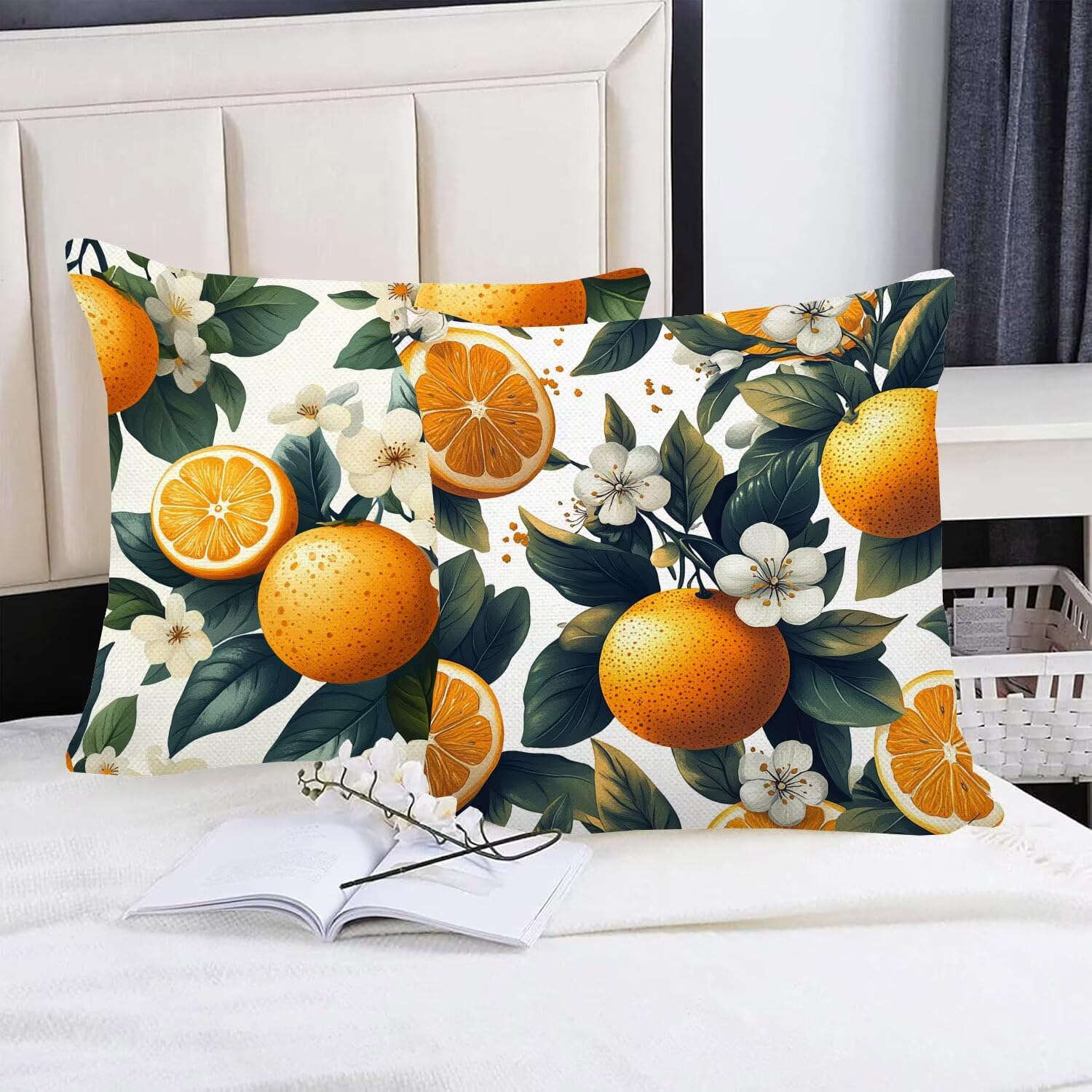Fundas Cojines 80 x 80 cm Juego de 4 Cojines Exterior, Fruta Flores Lino Impermeable Sofa Fundas Cojin de para Sofá, Dormitorio, Estar, Jardín, Coche, Decoración Hogar, con Cremallera Oculta m-466