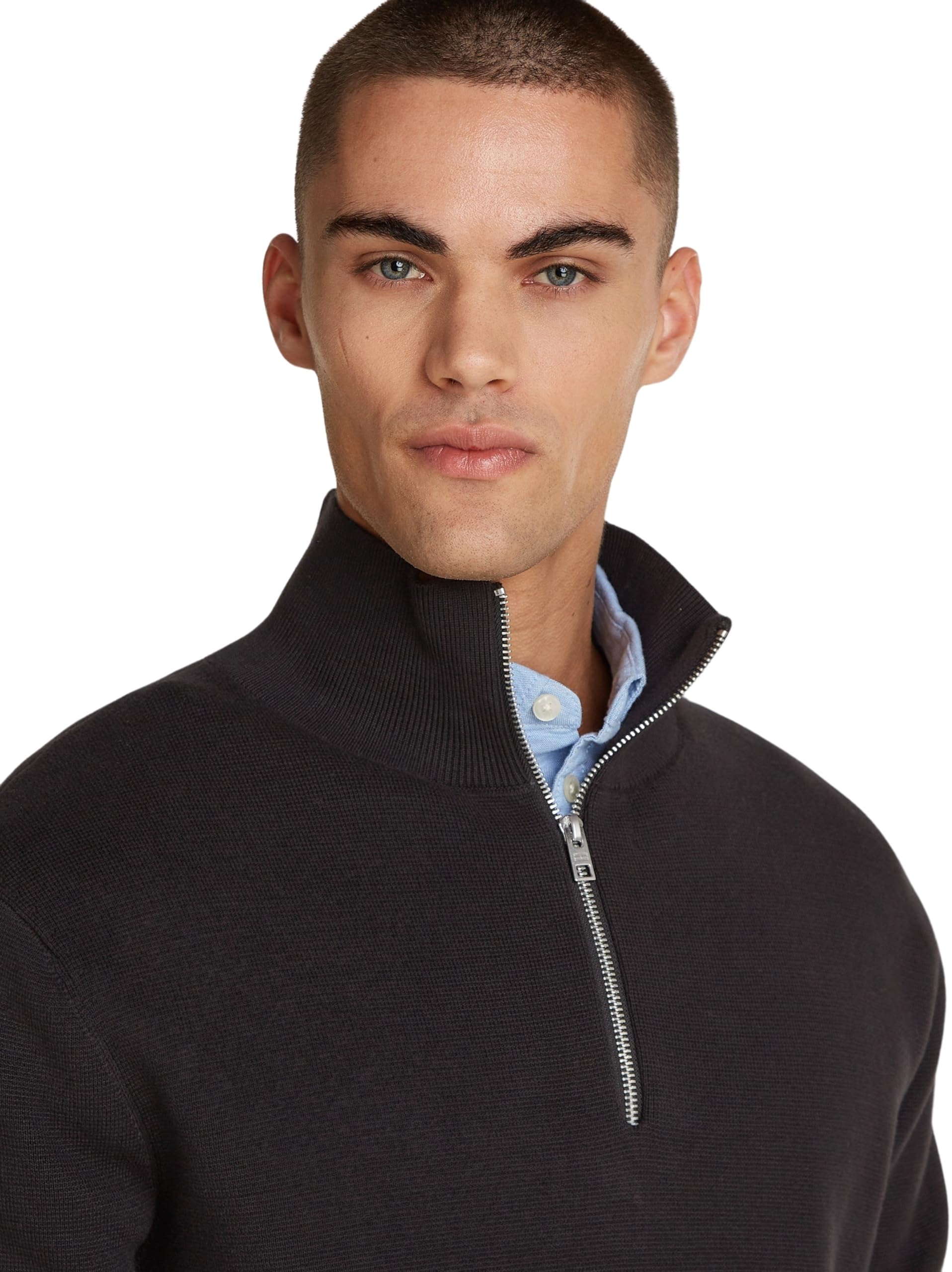 Tommy Jeans Jersey con Cremallera Hombre Regular Fit Half Zip con Cuello Vuelto