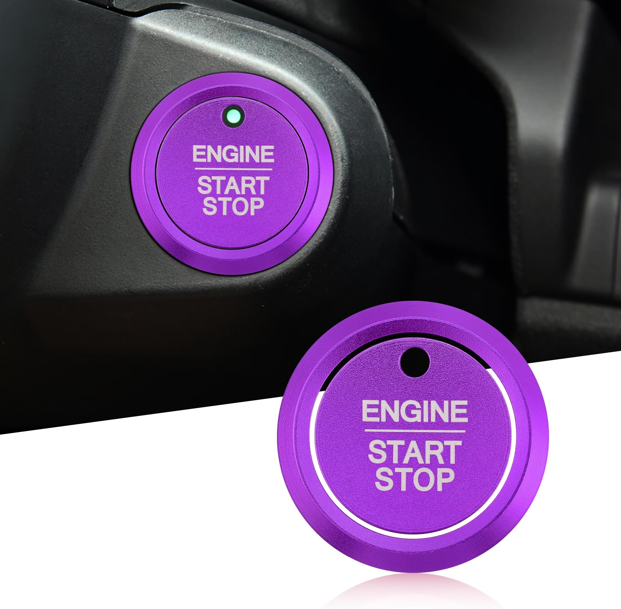 TOMALL Aluminum Engine Start Stop Push Button Cover Trim Compatible with Ford Ranger Raptor/Laria/XLT 2024 2025 Car Interior Ignition Cap Ring Decoration Accessories (Purple)