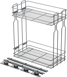 GTV Cargo Auszug für Küchenschrank 300mm, 2 Etagen Apothekerschrank Auszug, Belastbarkeit 15 kg, Schrankauszug mit Bodenmontage, H 506mm, T 480mm, Stahl, Anthrazit