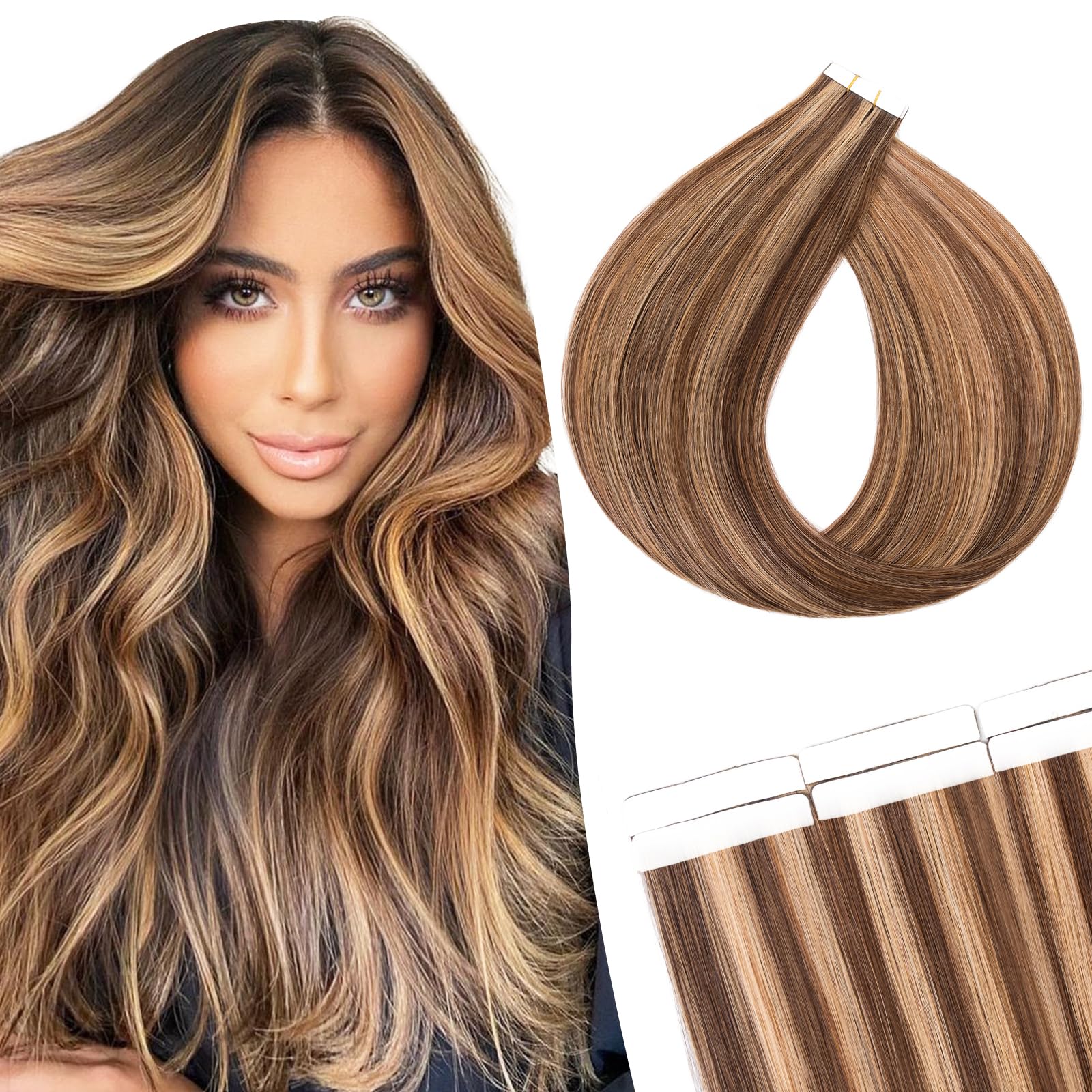 SEGOHAIR 10Pcs Human Hair Tape in Extensions