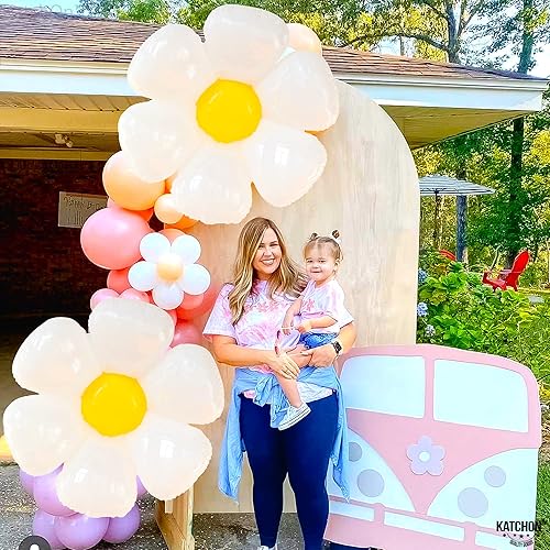 Miniatura 5 de Globos enormes de margaritas para decoraciones florales de cumpleaños - 45 pulgadas  Globos de flores para decoraciones de fiesta de margaritas