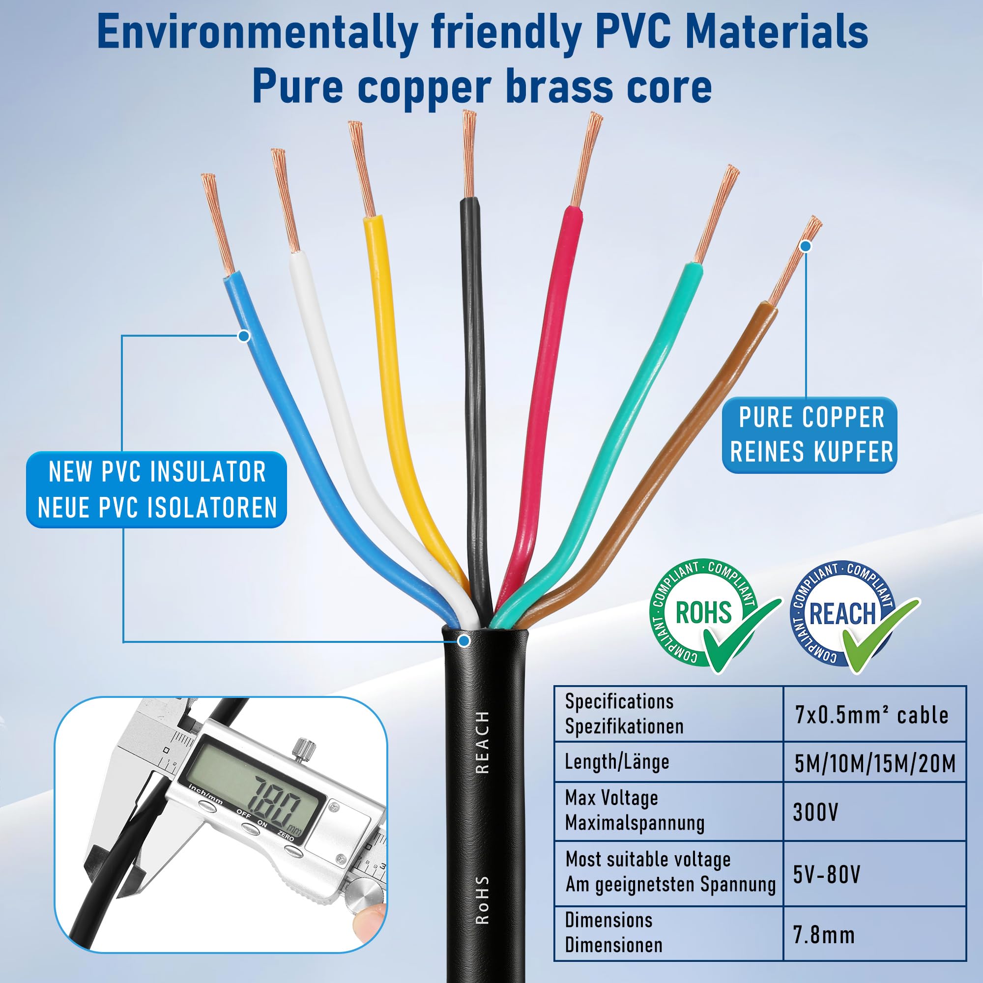 Câble Remorque De Voiture 7 Fils 5M, Câble 7 Fils Pour Remorque