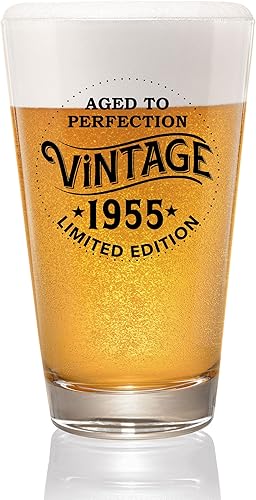 Miniatura 1 de Vaso de cerveza vintage de 1955 para 66 años, 16 onzas para hombres, regalos de cumpleaños para hombre y mujer que cumple 66 años, vaso de cerveza