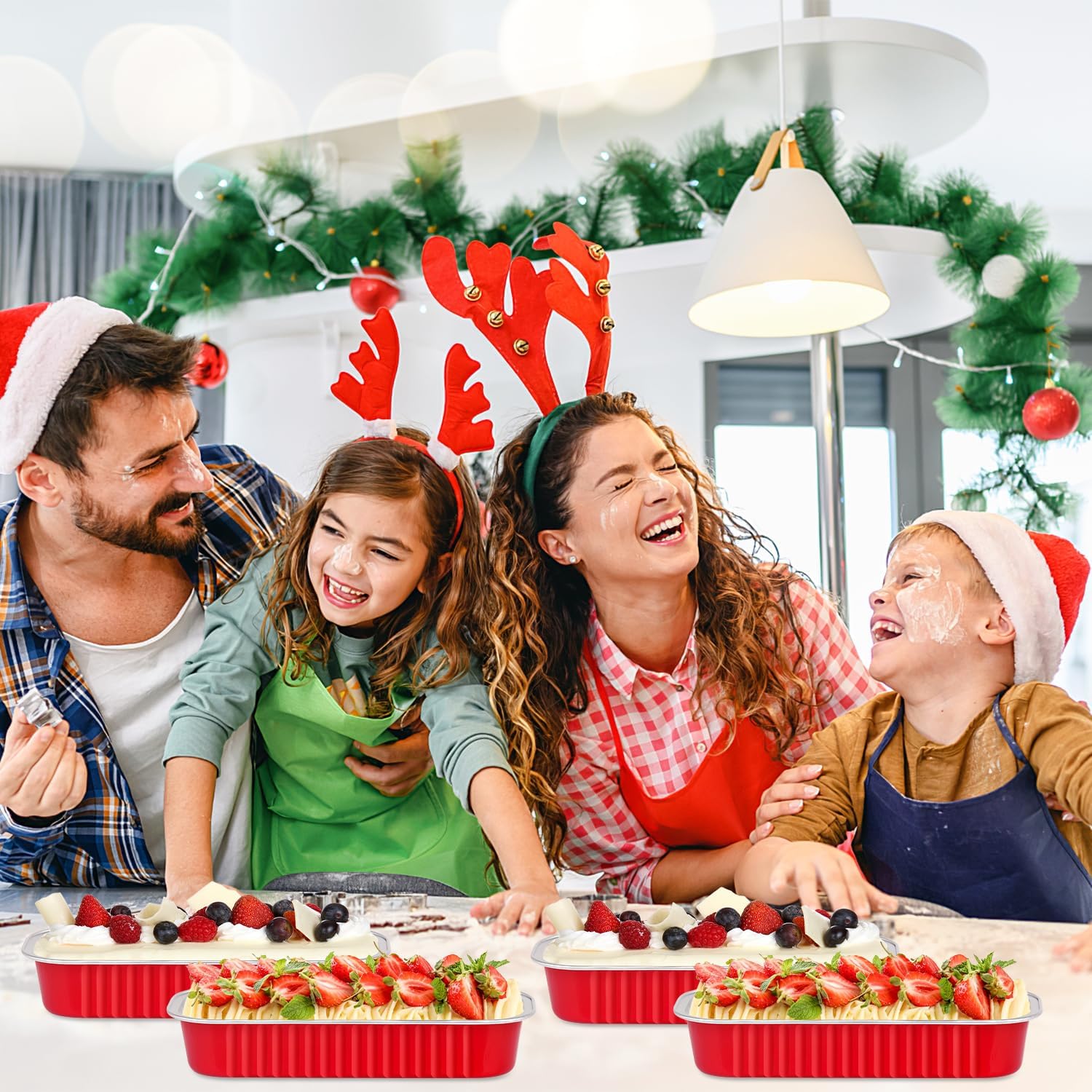 LNYZQUS Mini Loaf Pans with Lids 25 Pack, 6.8oz Individual Cake Tins Foil Baking Pan for Small Bread Loaves, Disposable Muffin Cups Little Aluminum Containers for Christmas Baking Gifts -Red - Image 6