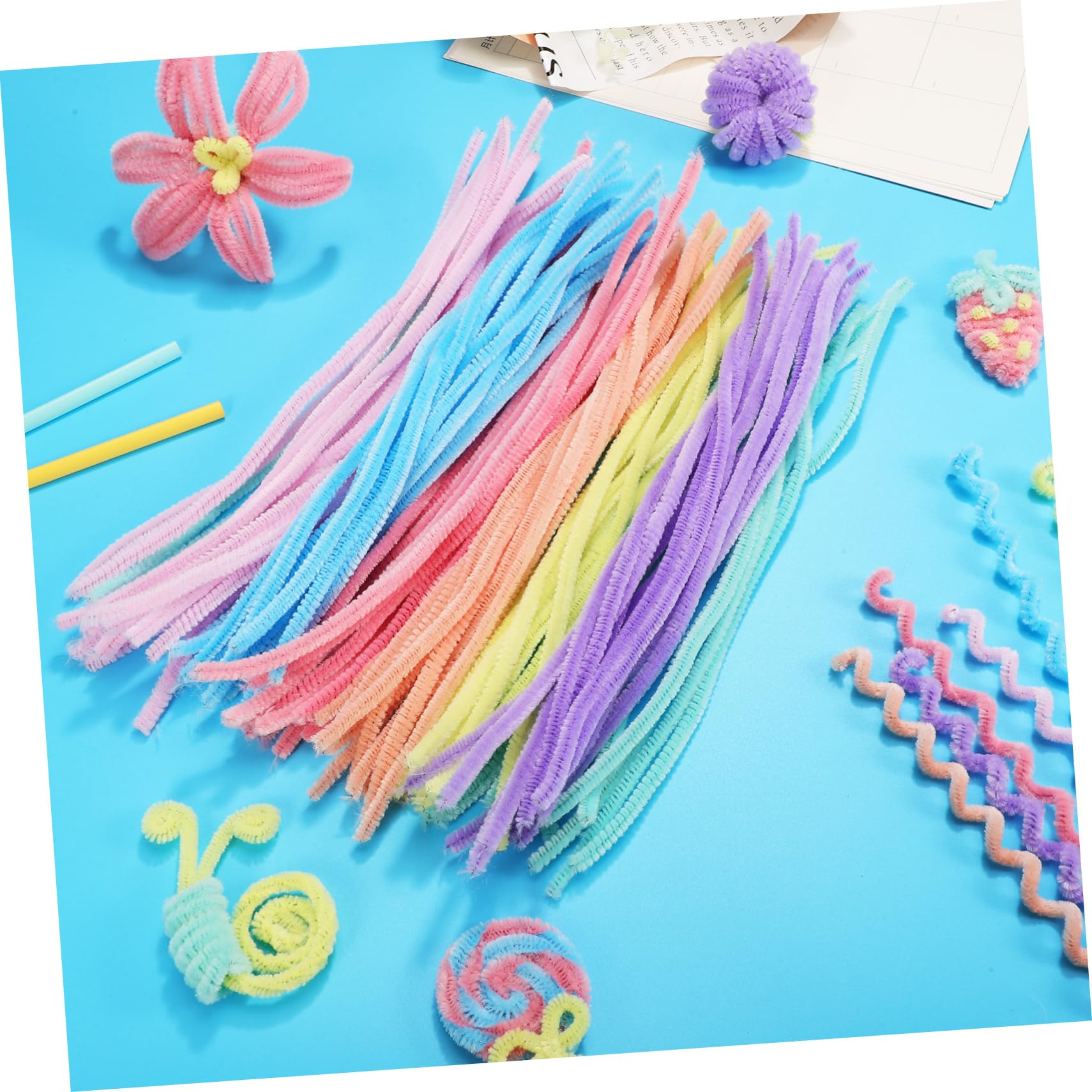 HOMSFOU 3 Ensembles De Supérieur Cure-pipes Géants Tiges De Chenille Tordu Bâtons De Canne À Pêche Des Bâtons Duveteux Sombre Peluche 300 Pièces * 3
