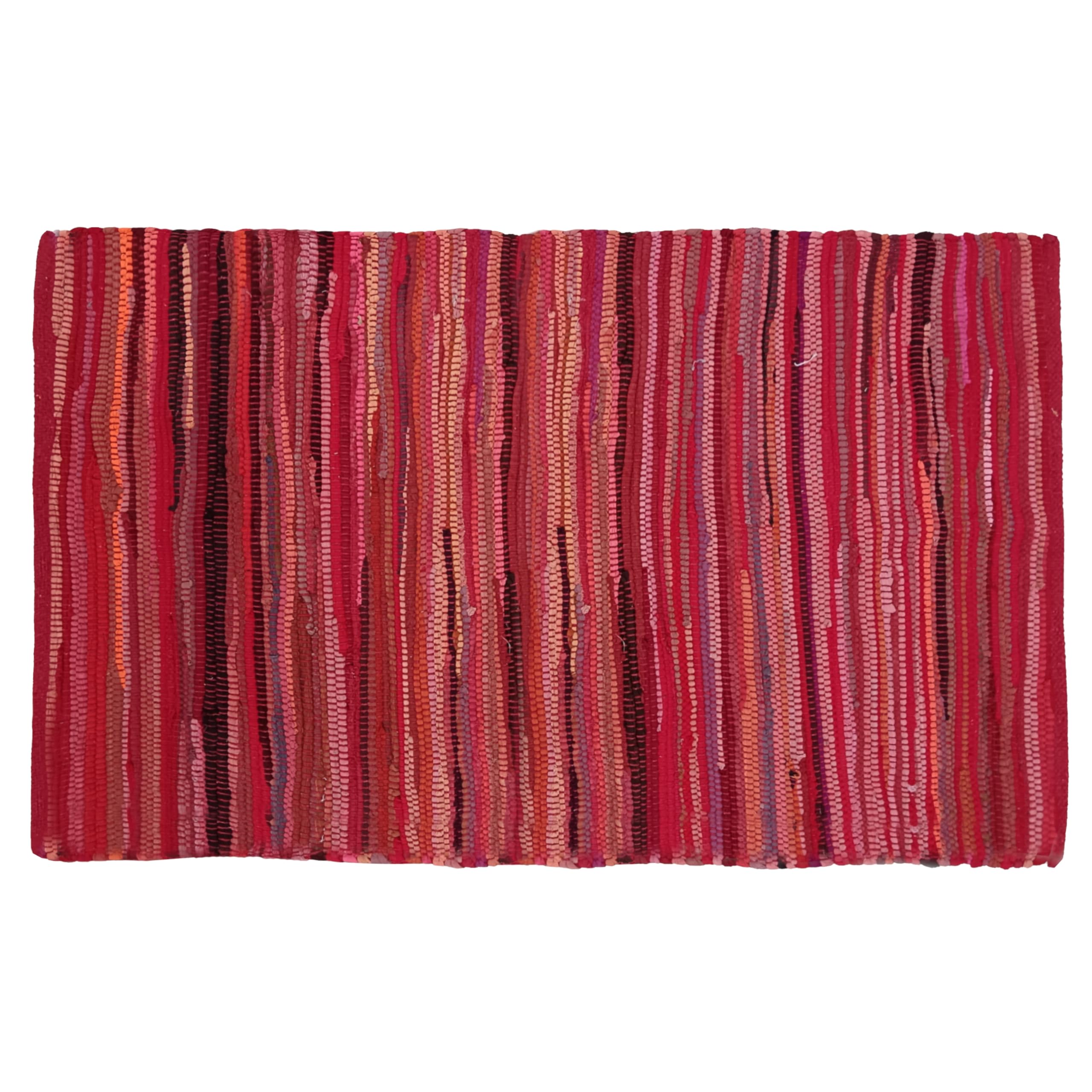 Ramanta Home Hand Woven Cotton Chindi Rug 3'x5' - Red, Braided Recycled 100% Cotton Rug for High Traffic Area, Farmhouse Boho Rugs for Living Room,