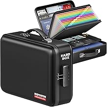 Fireproof Document Box, Hard Case Highly Flame-Resistant Fire Proof Waterproof File Organizer with Lock, Portable Fire Safe for Important Documents & Valuables Storage (Black, 15"*11"*5")