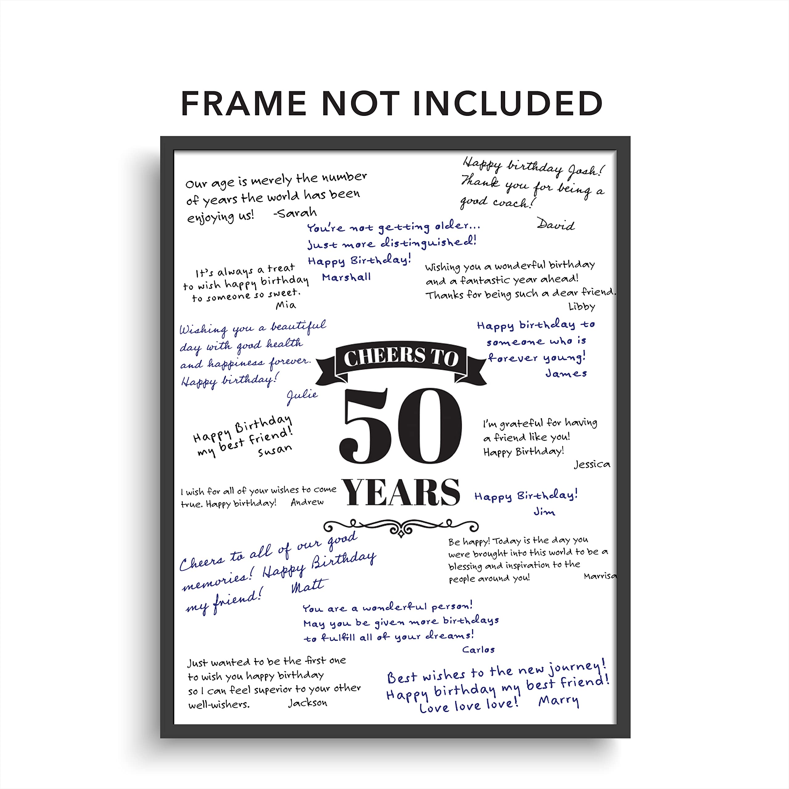 50th Birthday Signature Board - 11x17 Guest Signing Poster For Birthday Party Decorations