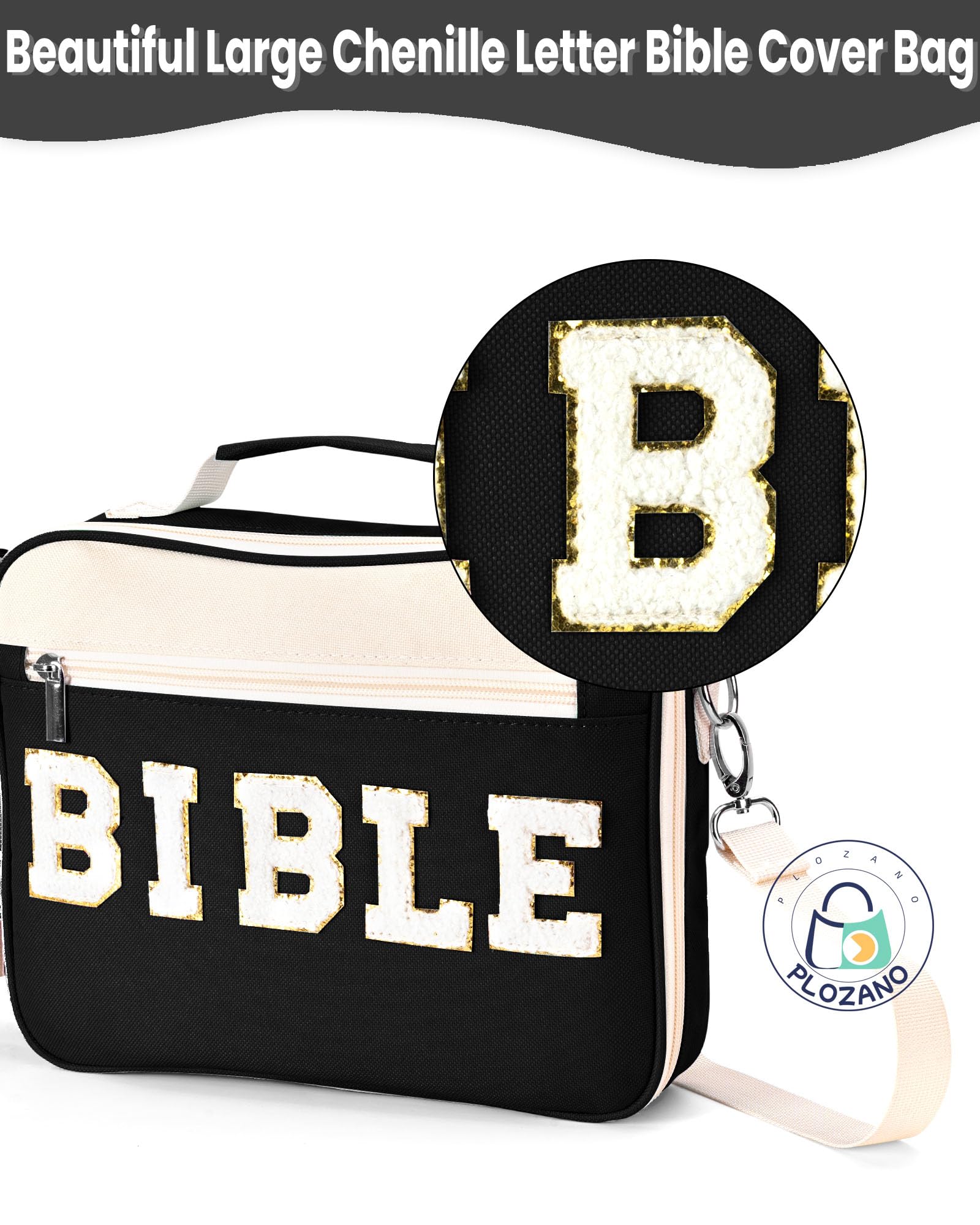PLOZANO Funda para la Biblia para Mujer, Bolsa Grande de felpilla con Correa para el Hombro, Bolsas de Transporte de la Biblia Azul para Accesorios de Estudio de la Biblia, Regalo para Mujeres