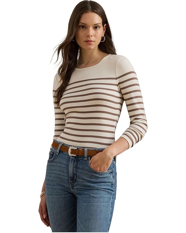 Lauren Ralph Lauren Striped Cotton Long-Sleeve Tee - Main View
