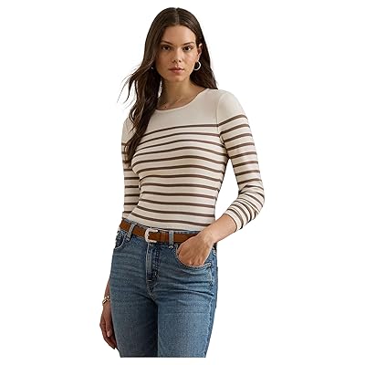 Lauren Ralph Lauren Striped Cotton Long Sleeve T Shirts Women