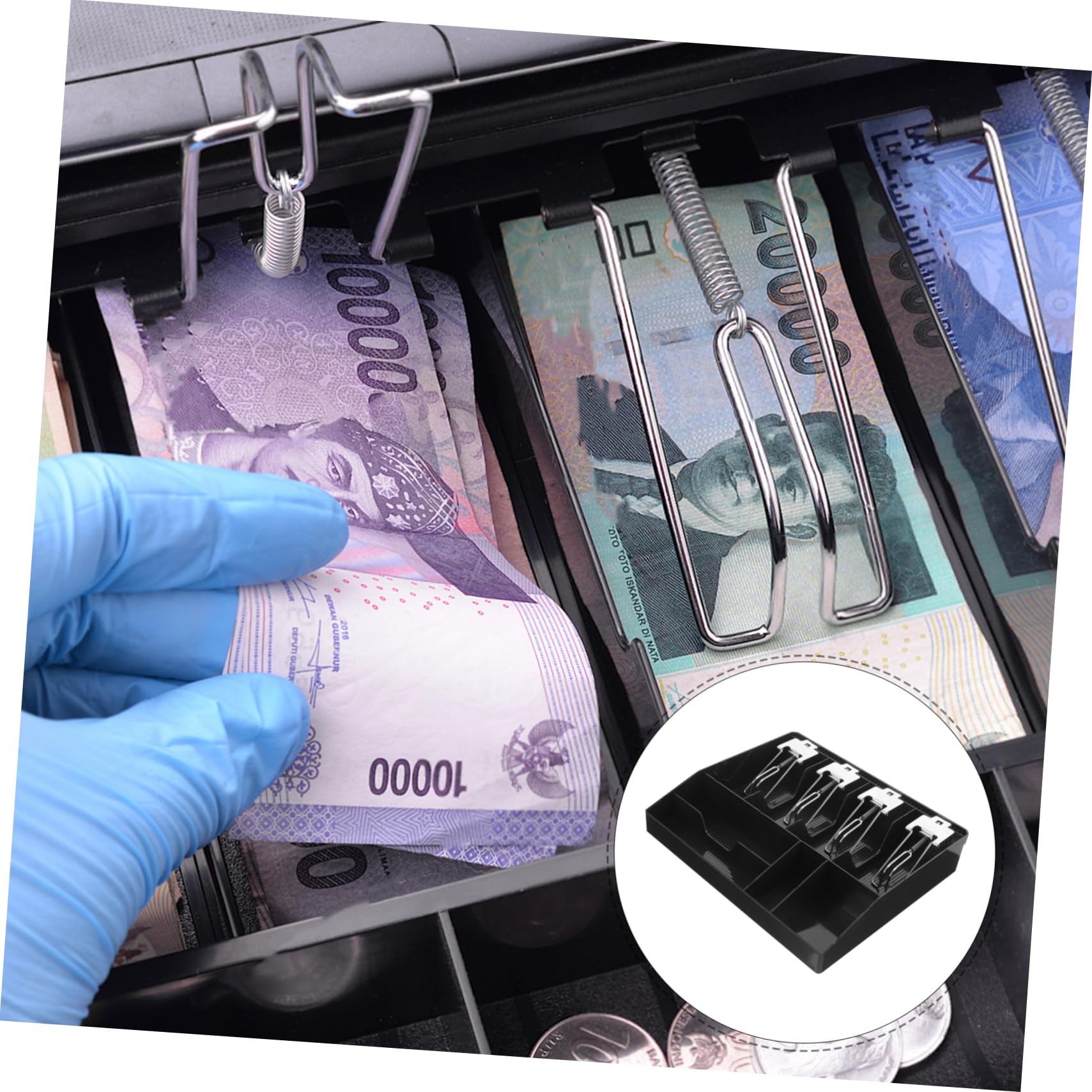 Artibetter Kassenschublade zur Organisation von Banknoten und Münzen mit 8 Fächern aus Kunststoff und Metall für Einzelhandel und Kassenbereiche