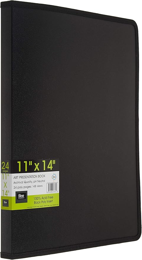 Filexec, 93630, Art Presentation Book, 24 Pocket, 11" x 14", 1 Each Black